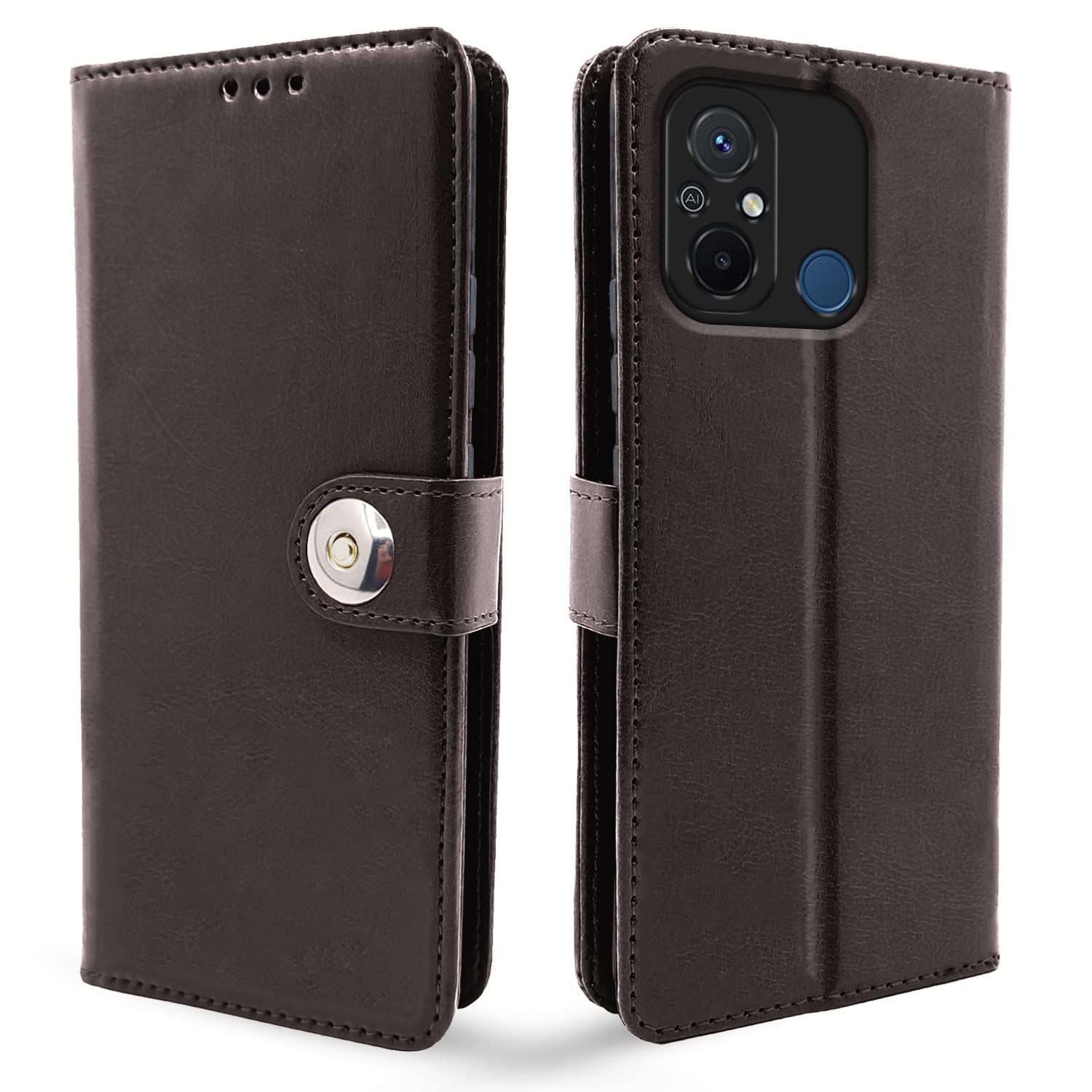 Pikkme coffee wallet flip cover for Redmi 12C/Poco C55
