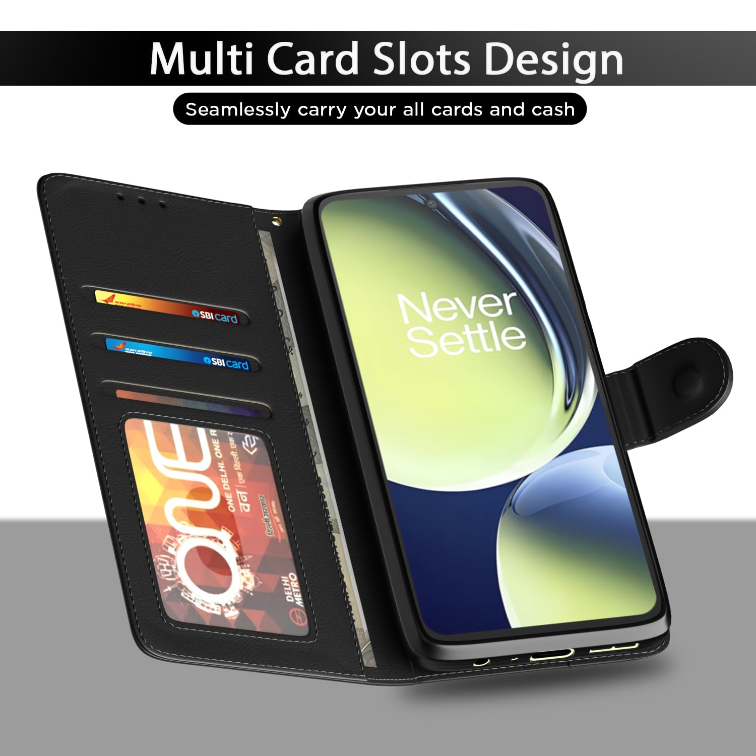 Pikkme black Wallet flip cover for OnePlus Nord CE 3 Lite 5G – photo 6