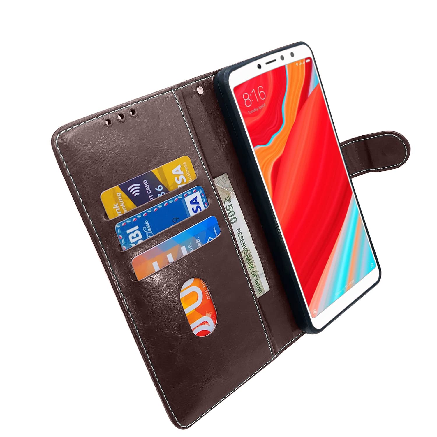Coffee & brown wallet flip cover for Redmi Y2 – Pikkme – photo 4