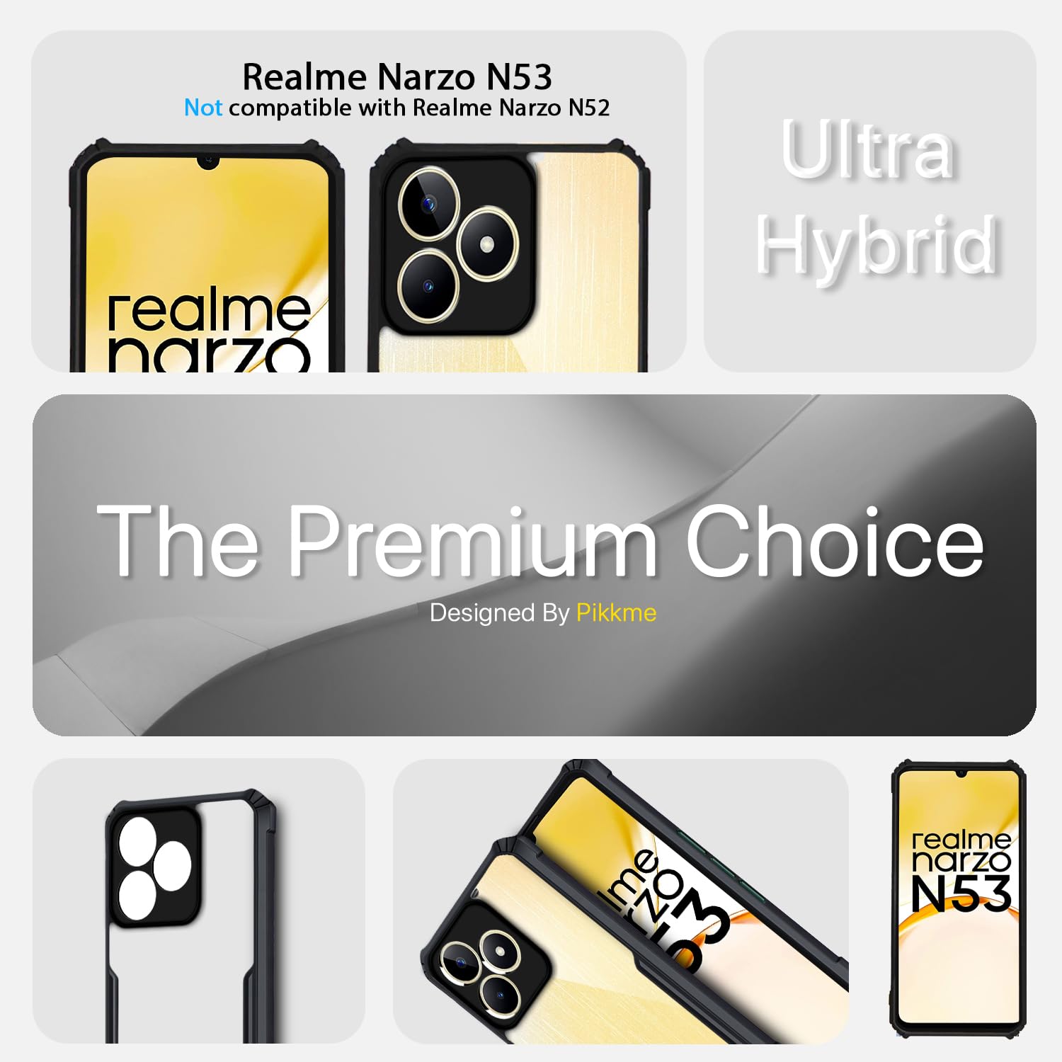 Pikkme Realme Narzo N53 Eagle Back Cover (Black)