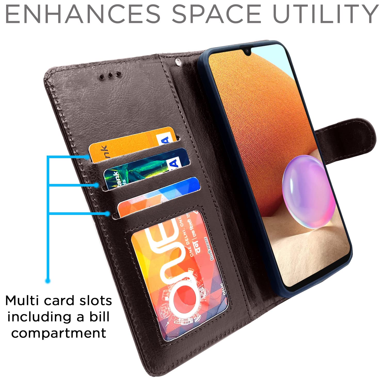 Pikkme Samsung Galaxy A32 Vintage Flip Cover (Coffee)