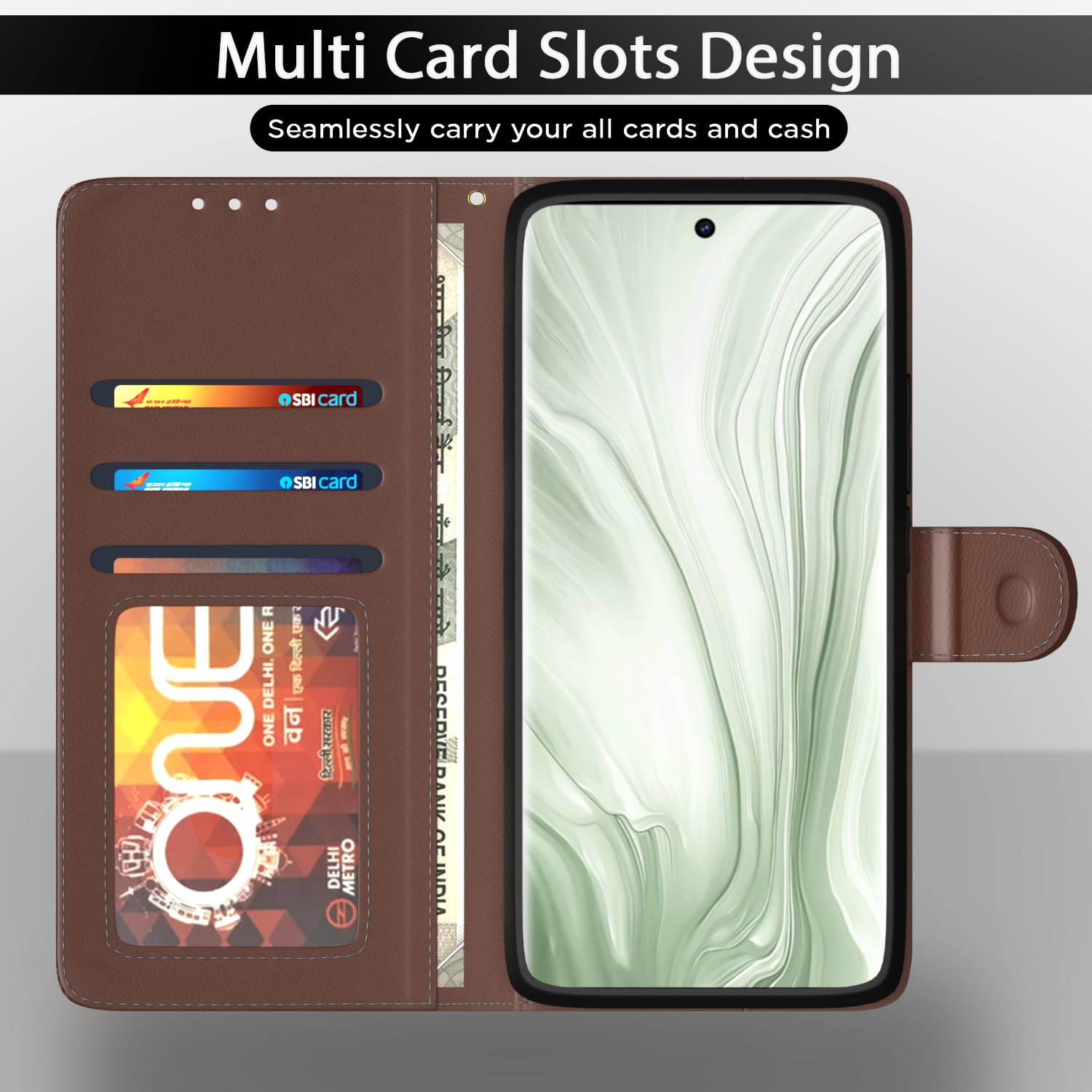 iQOO Z9s/Vivo V40e 5G Wallet wallet flip cover in tan by Pikkme – photo 5
