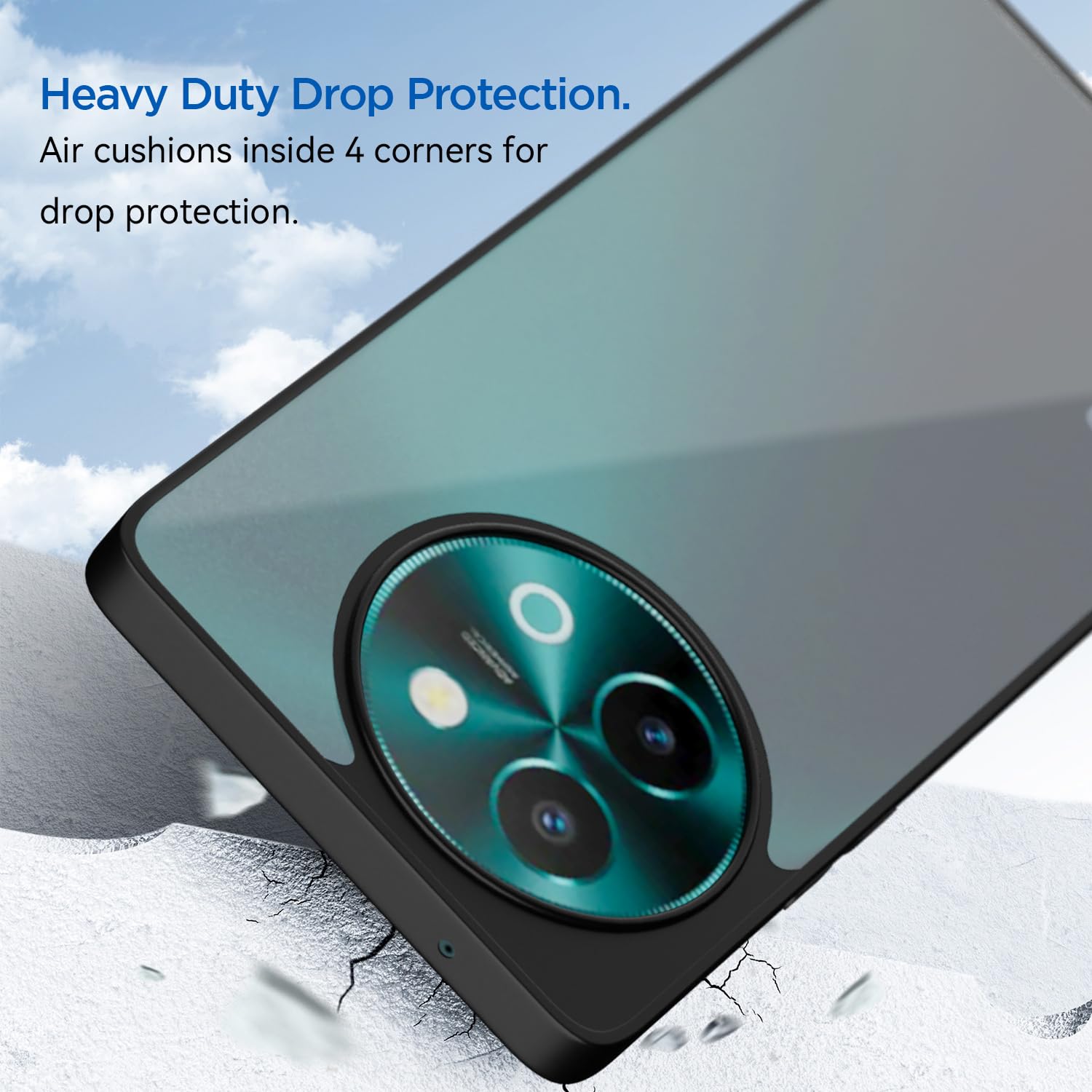 Pikkme Vivo Y38 5G Eagle 2.0 Shockproof Sleek Hybrid Armor Back Cover (Black)