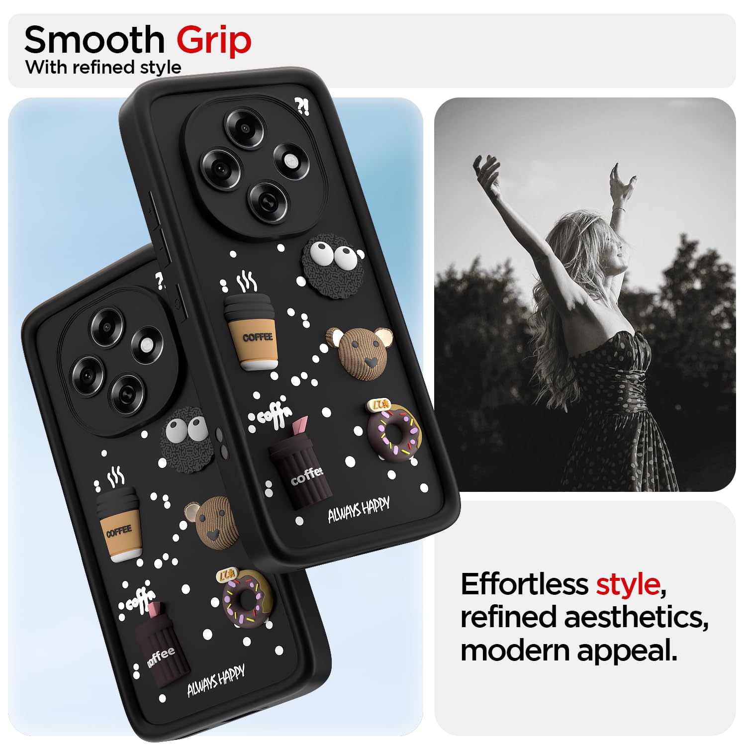 Oppo F31 Pro 5G/3D Silicone back cover in black by Pikkme – photo 2