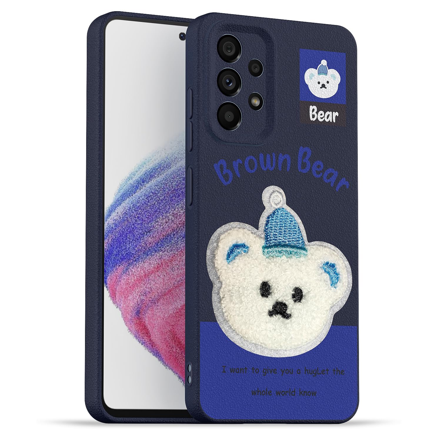 Pikkme blue Plush Patch mobile cover for Samsung A53 5G