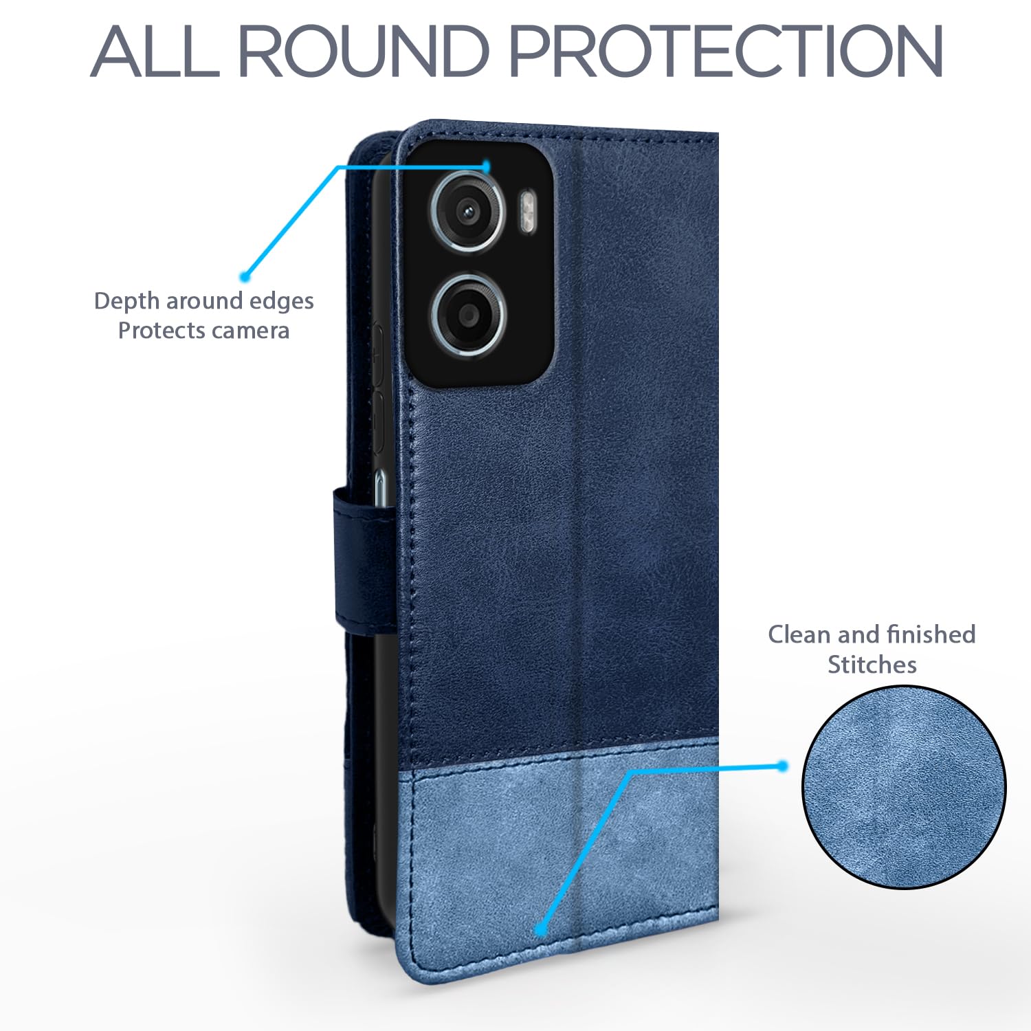 Pikkme Moto G05 Magnetic navy & light blue wallet flip cover – photo 4