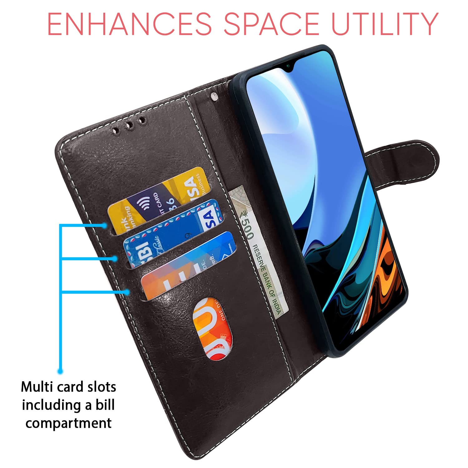 Pikkme Redmi 9 Power Magnetic coffee & brown flip case – photo 3