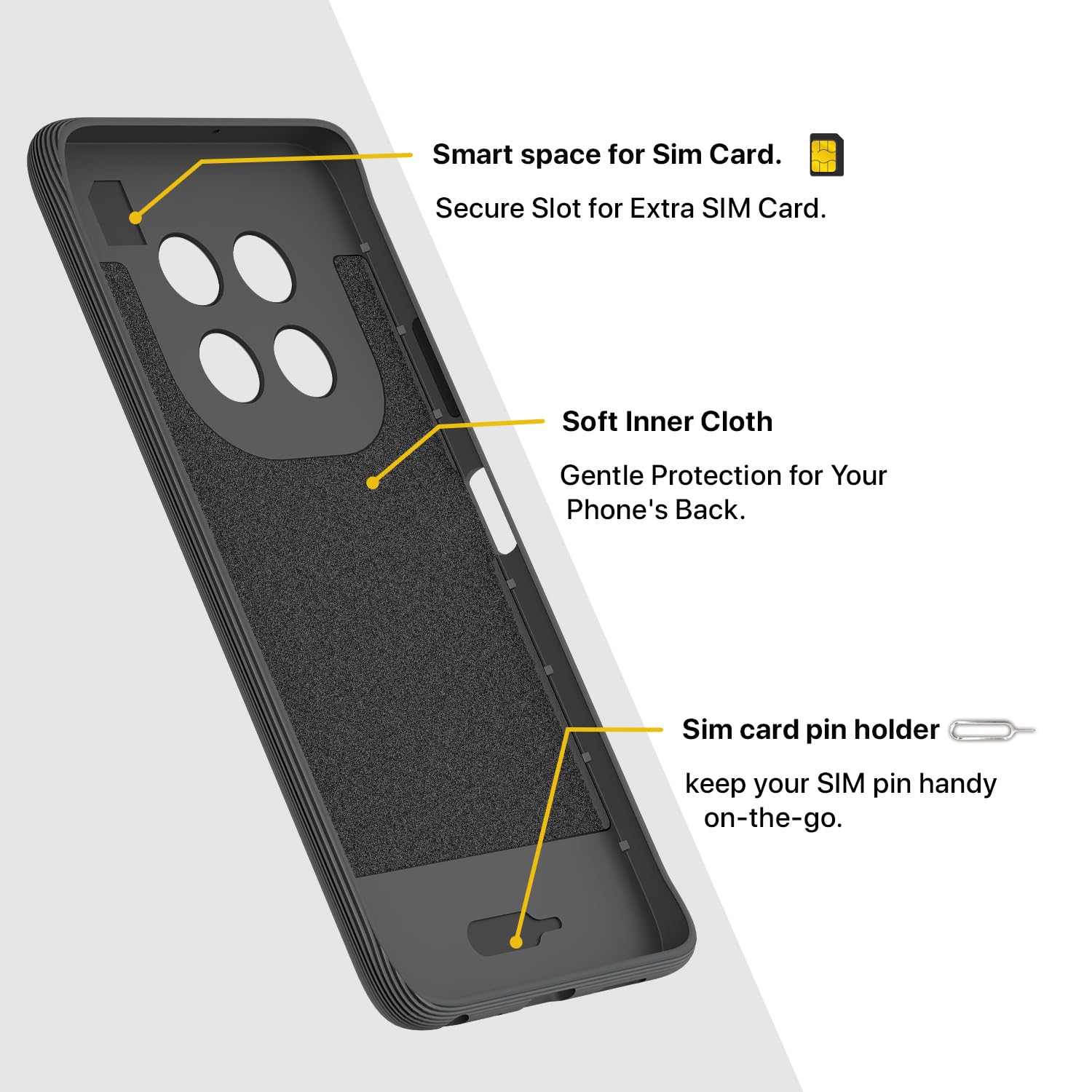 Pikkme Realme Narzo 70x 5G / N65 / Realme 13/12 / 12X 5G / C65 Gencase Back Cover (Grey)