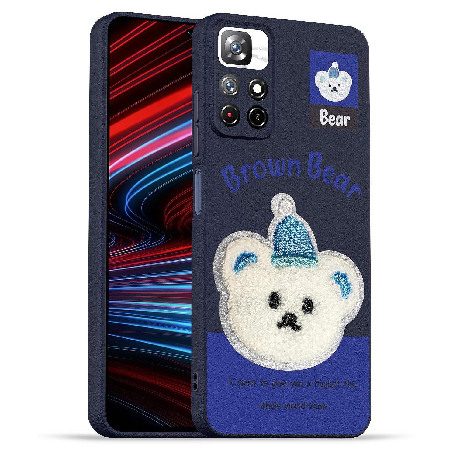 Redmi Note 11T/Poco M4 Pro 5G Plush Patch phone cover in blue by Pikkme