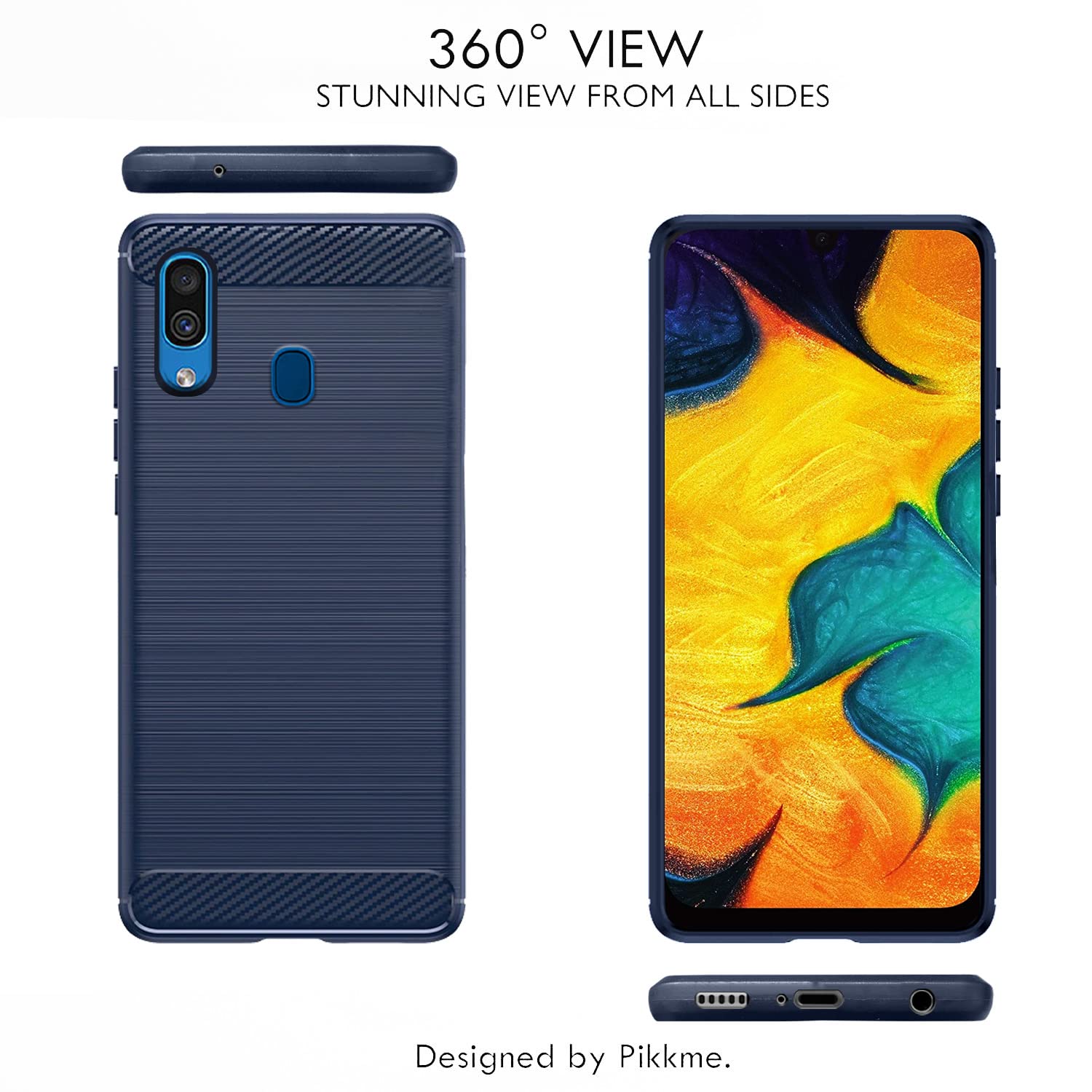 Pikkme Samsung Galaxy A30/ A20/ M10S Hybrid Carbon Fiber Back Cover | Blue
