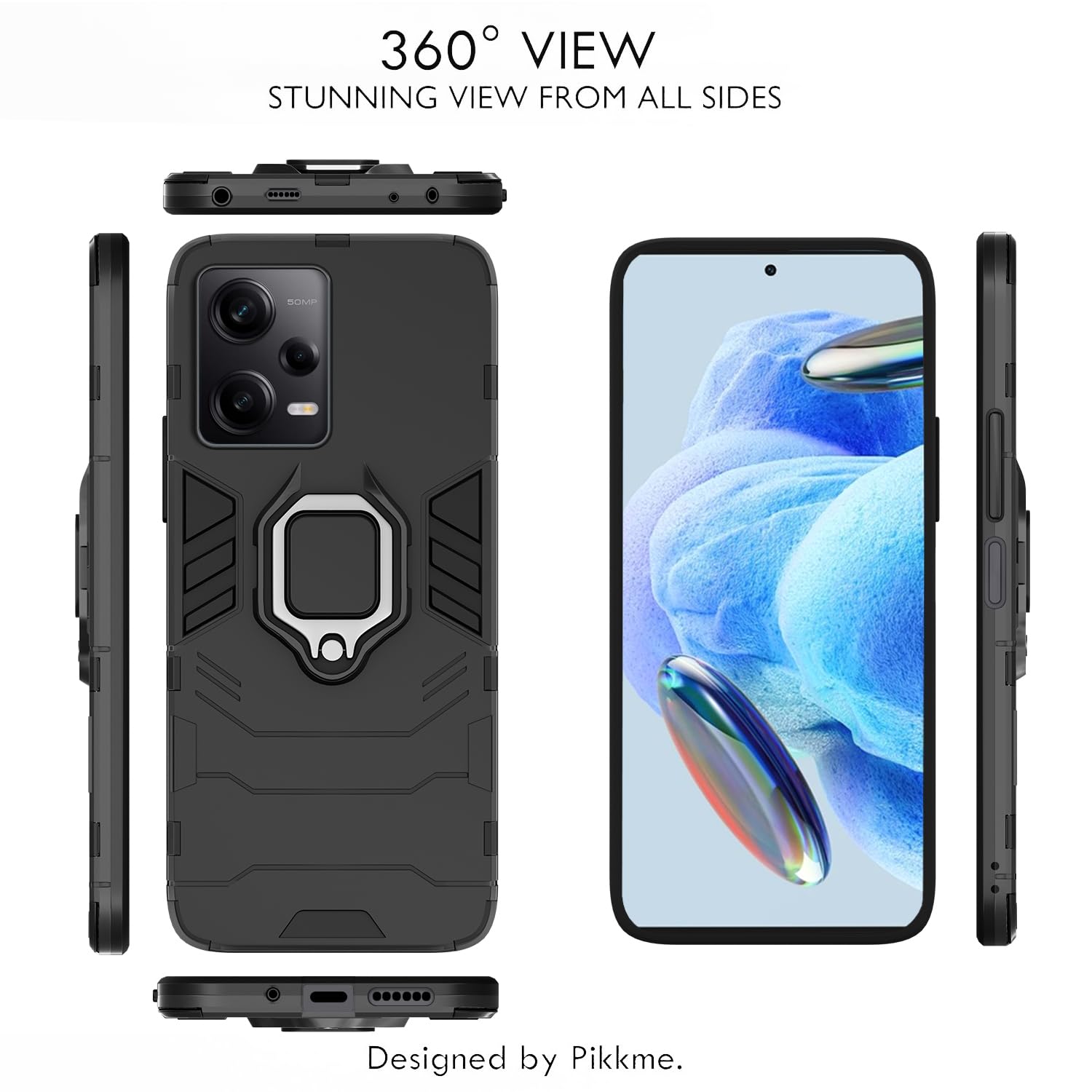 Pikkme Redmi Note 12 Pro 5G D5 Tough Armor Back Cover | Black