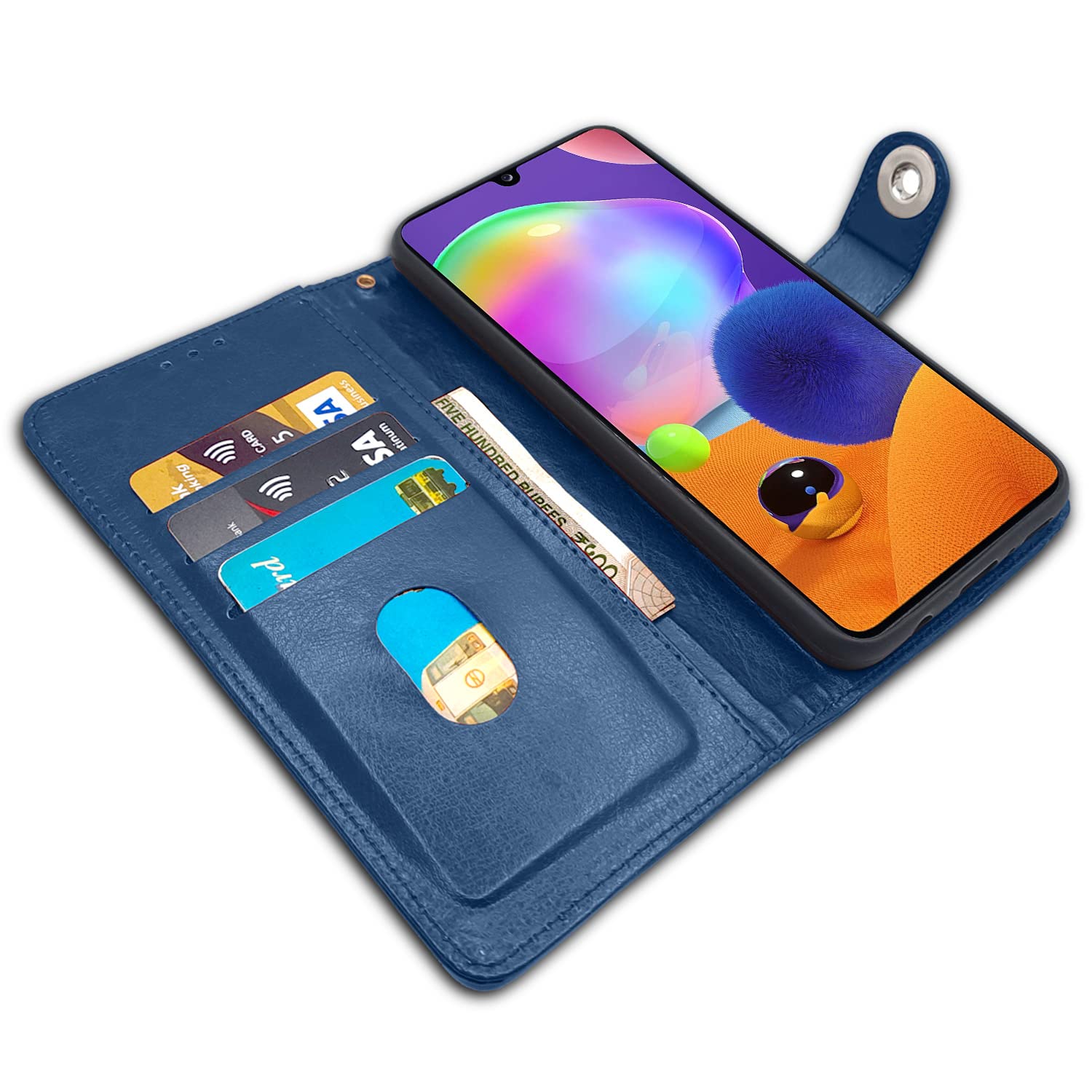 Pikkme Samsung Galaxy A31 Button Flip Cover (Blue)