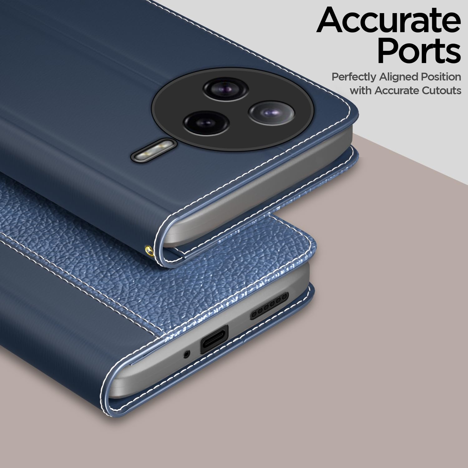 Pikkme Poco F7 Ultra 5G Contrast Flip Cover (Blue)