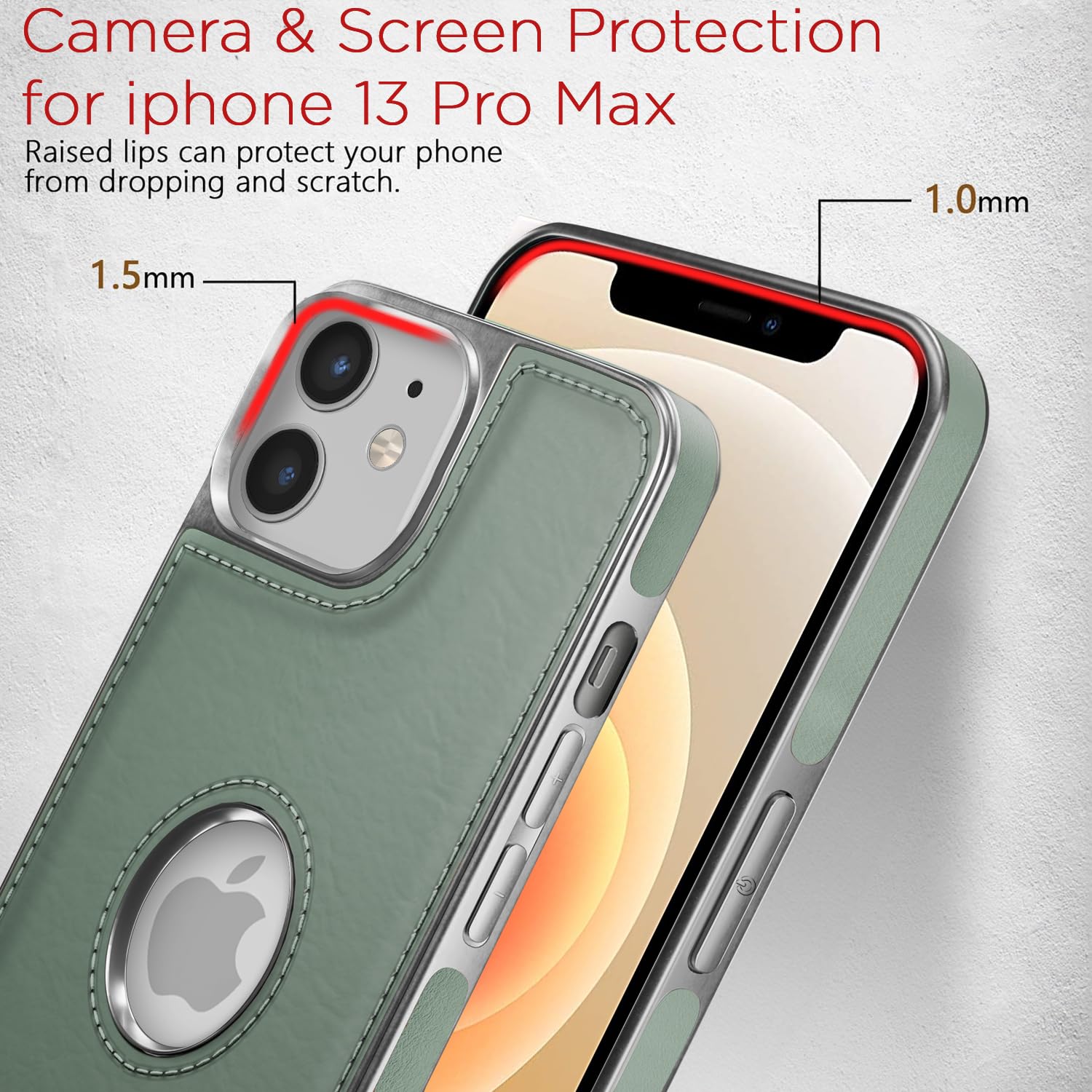 Pikkme iPhone 12 Mini Silver Electroplated Chrome Leather Back Cover (Green)