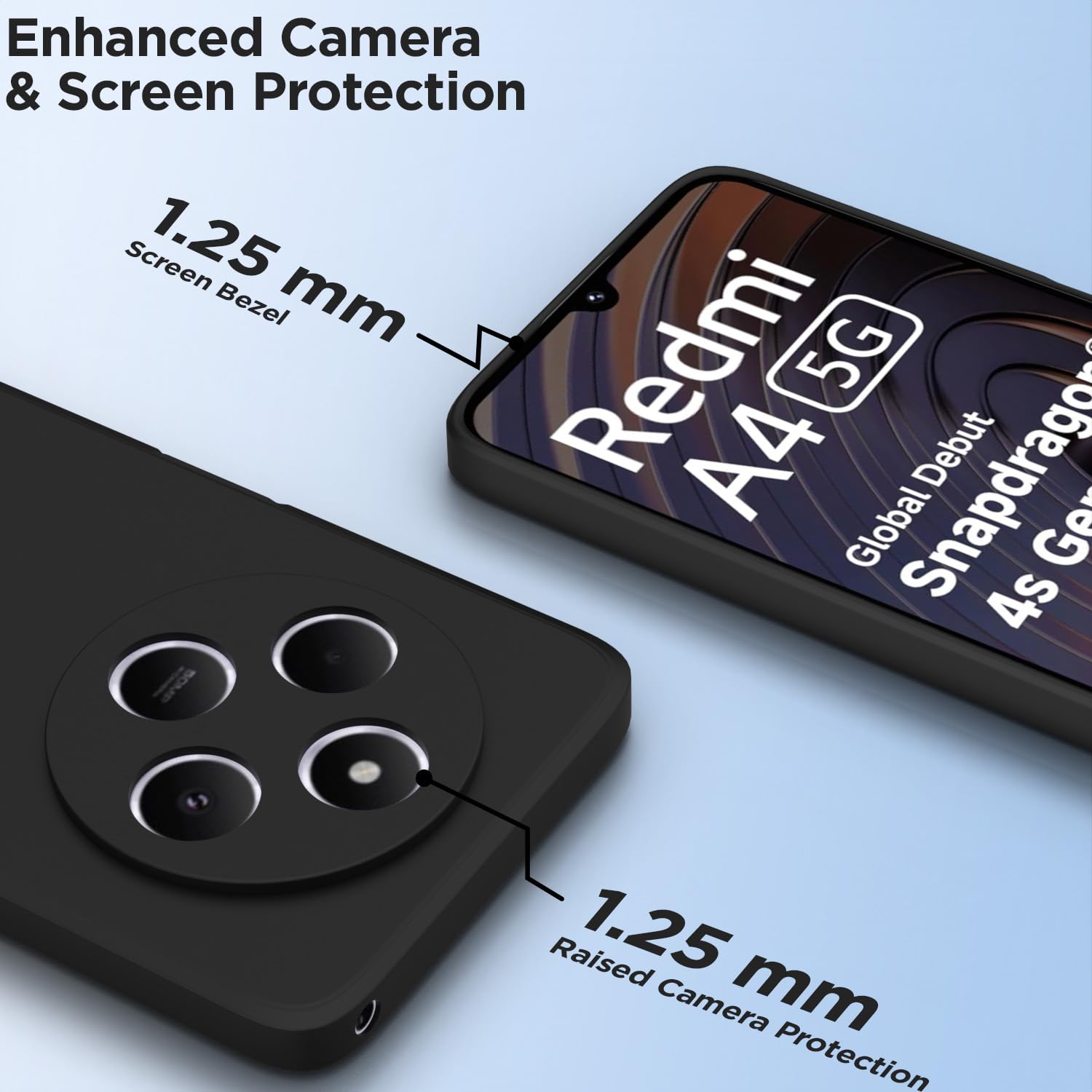 Redmi A4/14C/Poco C75 5G Matte mobile cover in black by Pikkme – photo 2