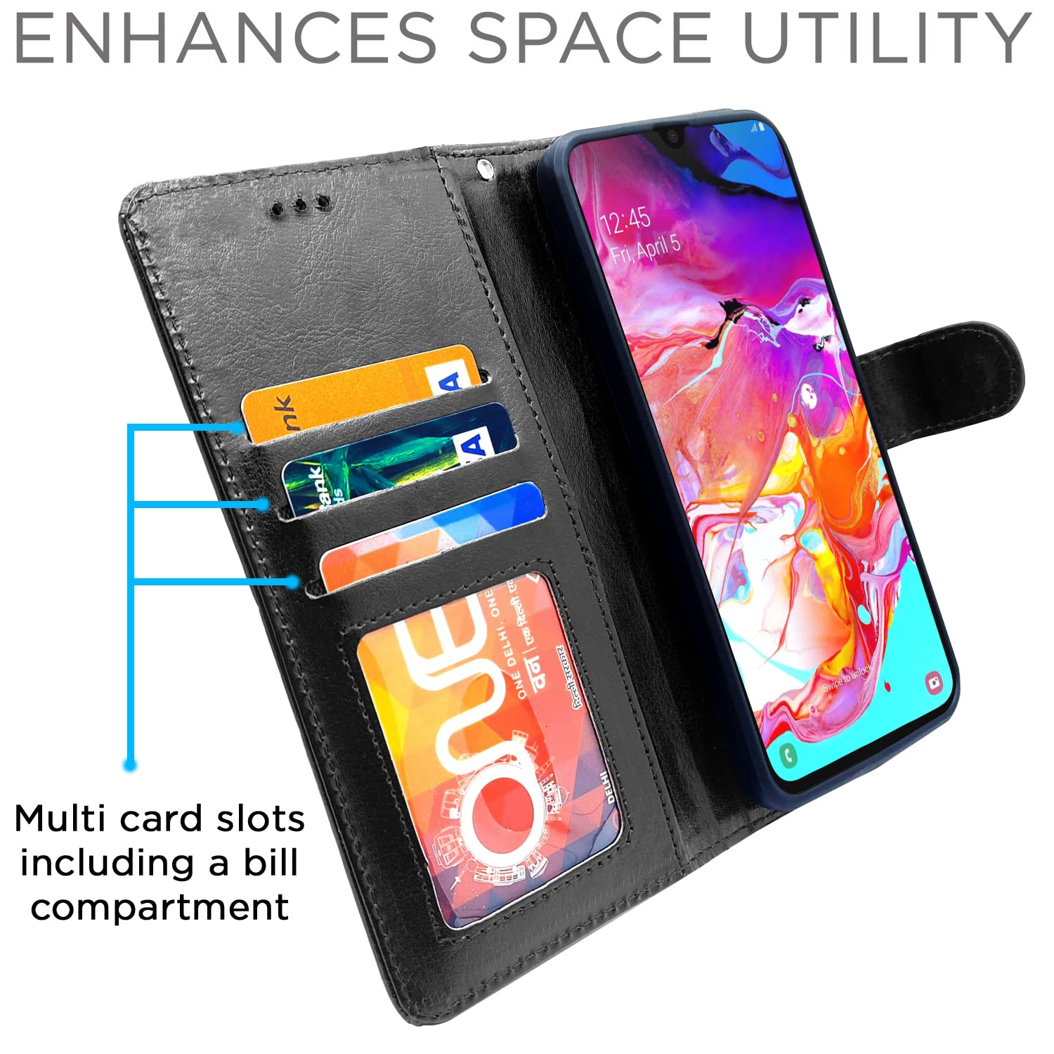 Pikkme Samsung Galaxy A70 / A70s Vintage Flip Cover (Black)