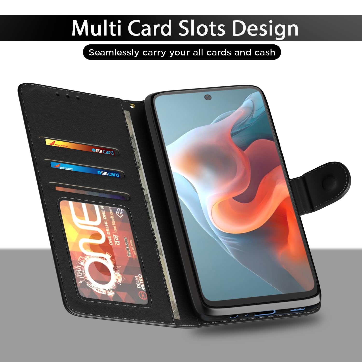 Pikkme Moto G34/G45 5G black wallet flip cover – photo 5