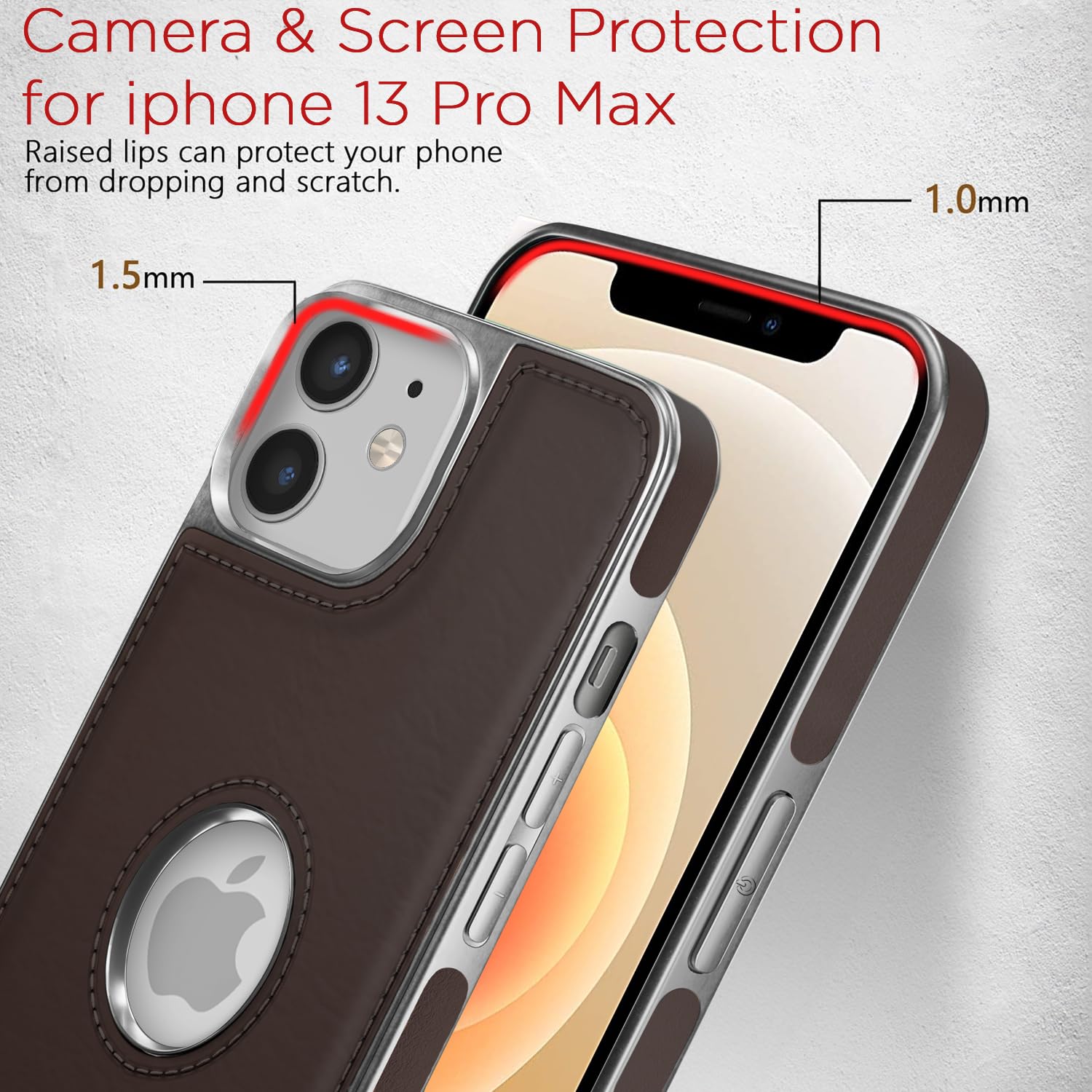 Pikkme iPhone 12 Mini Silver Electroplated Chrome Leather Back Cover (Coffee)