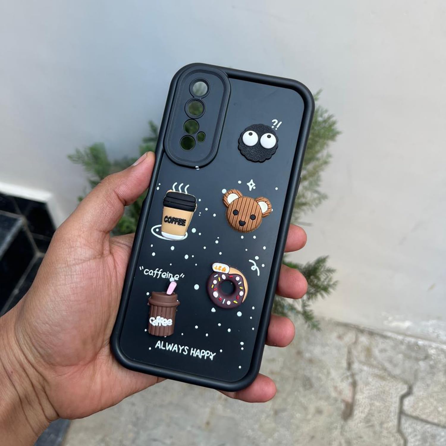 Pikkme Realme 7 / Narzo 30 4G / Narzo 20 Pro Cute Fun Cartoon 3D Bear Coffee Back Cover (Black)