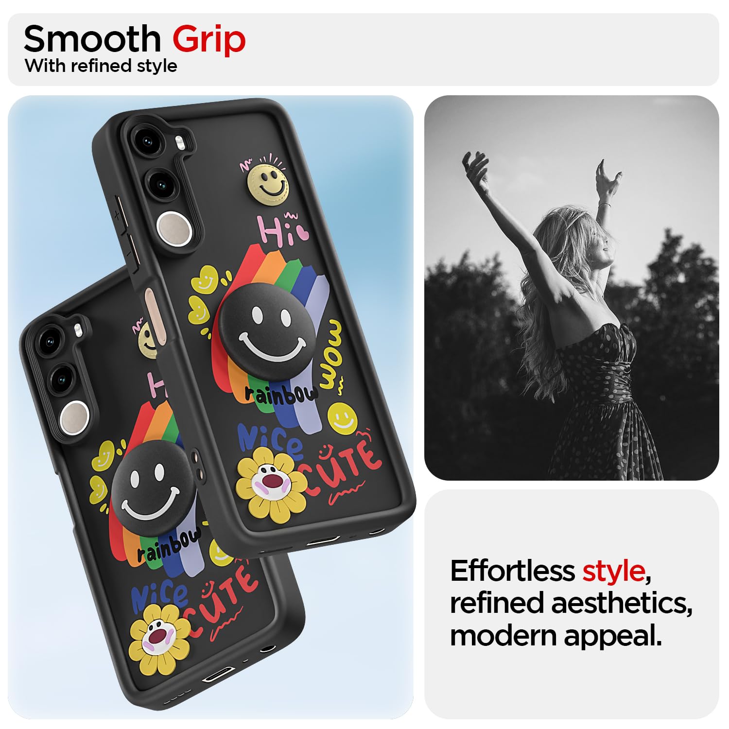 Pikkme Realme C100x Smile Rainbow black mobile cover – photo 2