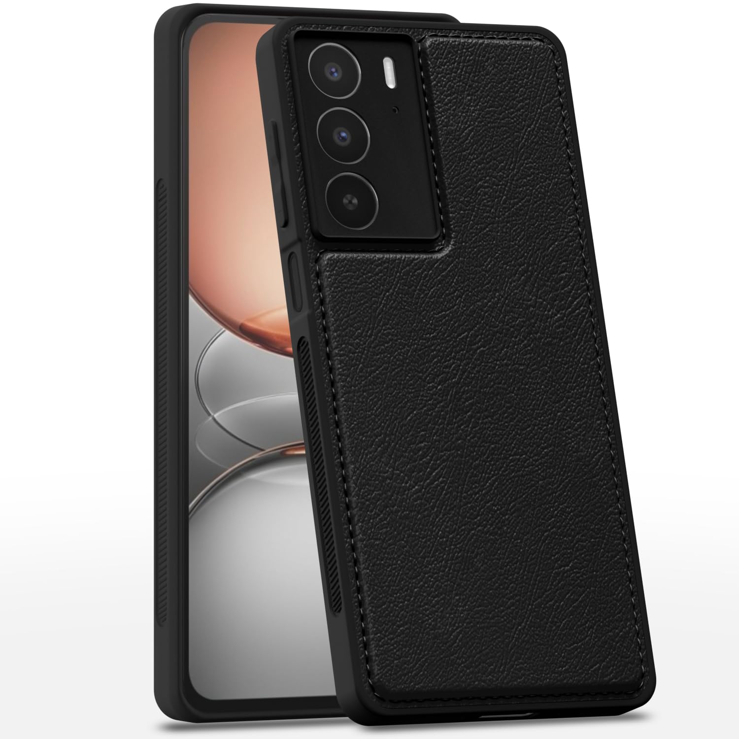 Black Leather phone cover for Realme C75 – Pikkme