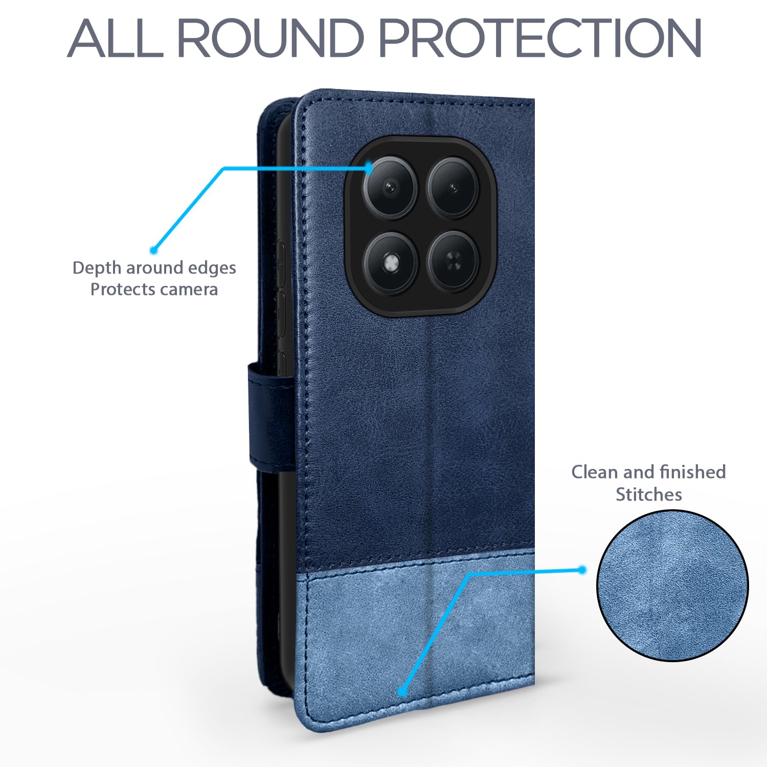 Redmi Note 15 Pro 5G flip cover in navy & light blue by Pikkme – photo 4
