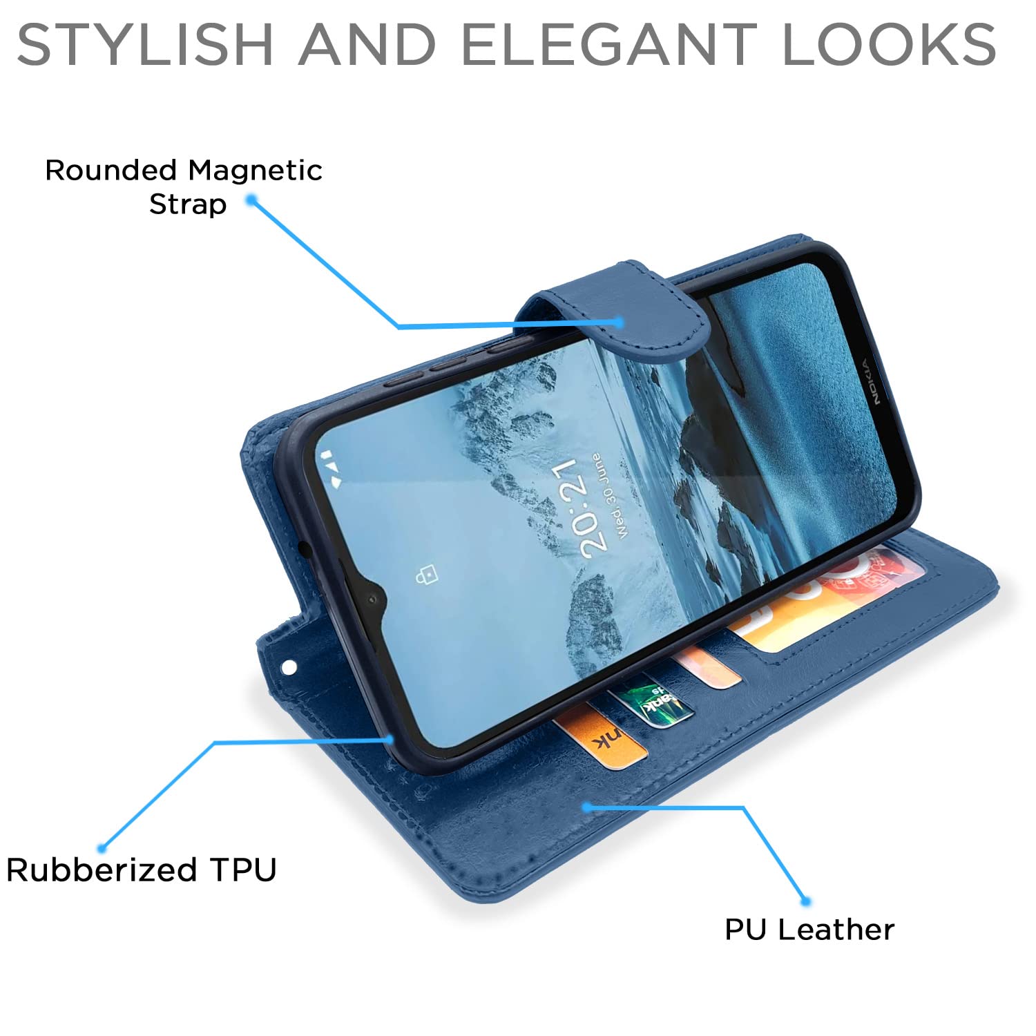 Pikkme blue Magnetic flip case for Nokia C20 Plus – photo 5