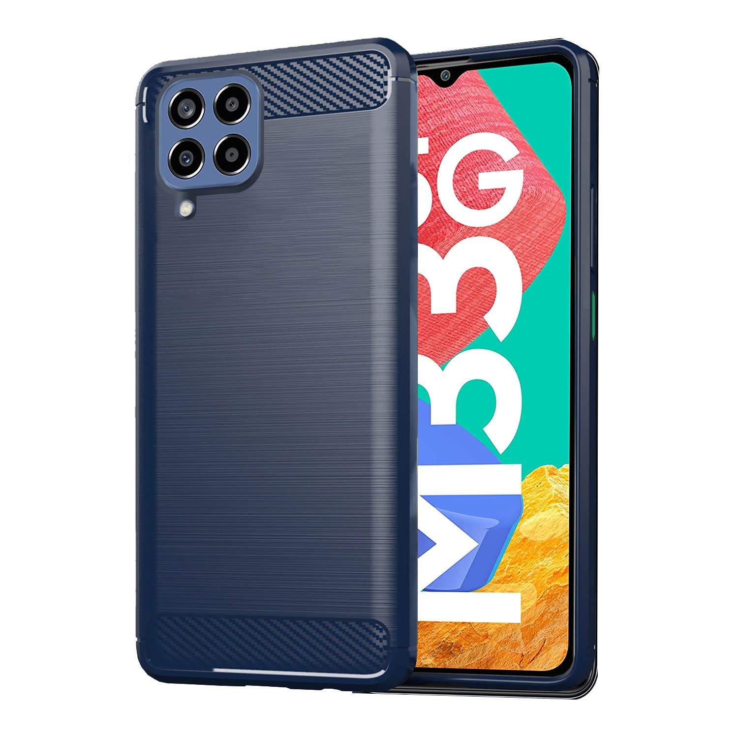 Samsung Galaxy M33 5G Hybrid Carbon Fiber Back Cover - Blue