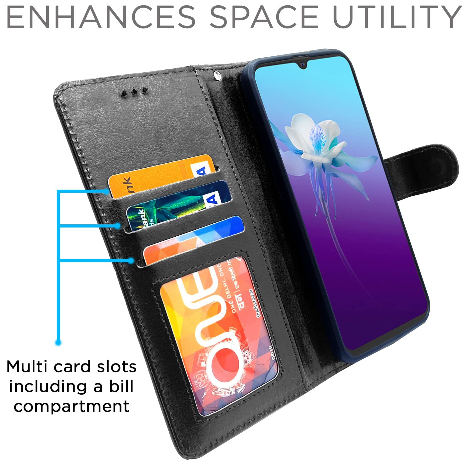 Black mobile flip cover for Vivo V20 – Pikkme – photo 3