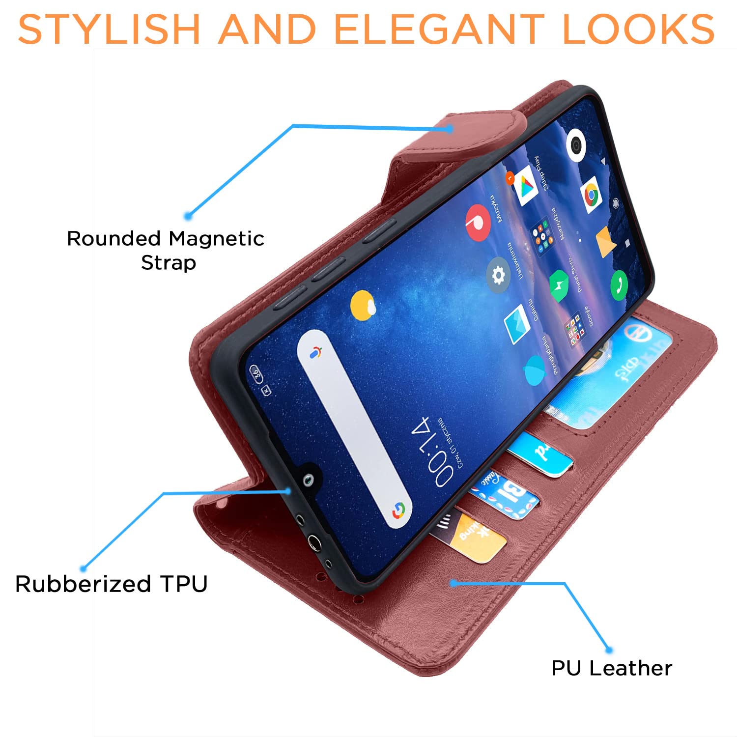 Pikkme Redmi 7 / Y3 Vintage Flip Cover (Brown)