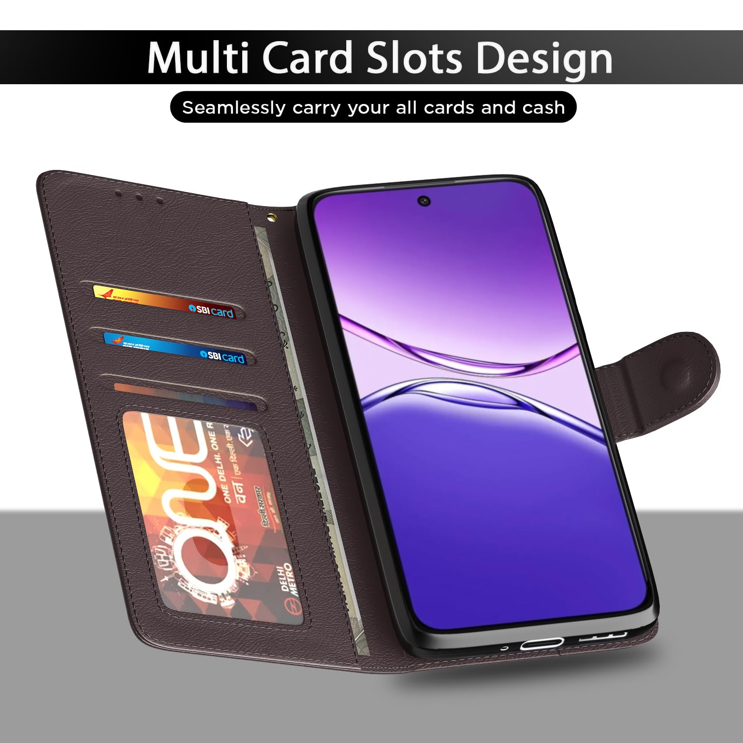 Pikkme Oppo F29 Pro 5G Vintage Flip Cover (Coffee)