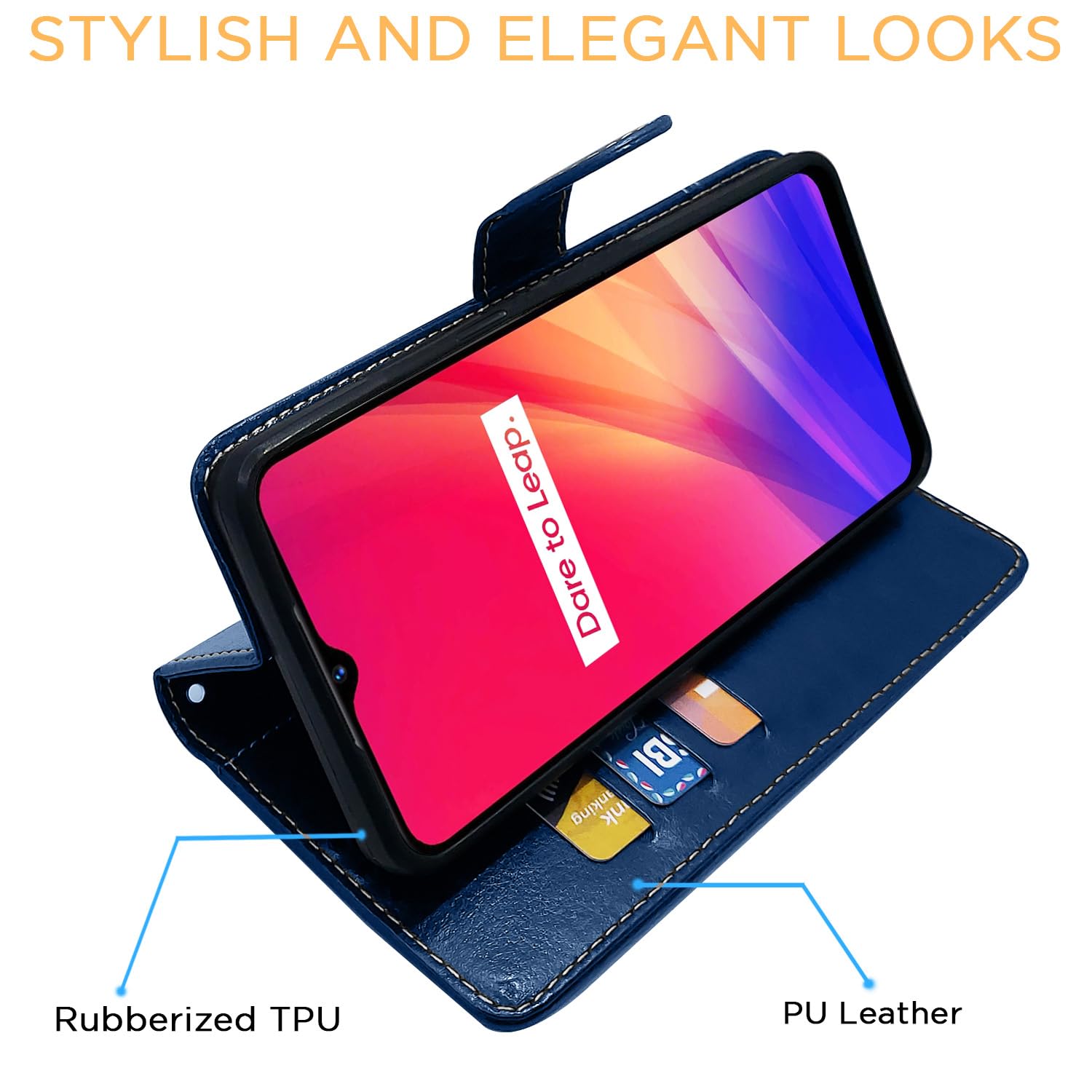 Pikkme blue & brown Magnetic flip cover for Realme C3 – photo 5
