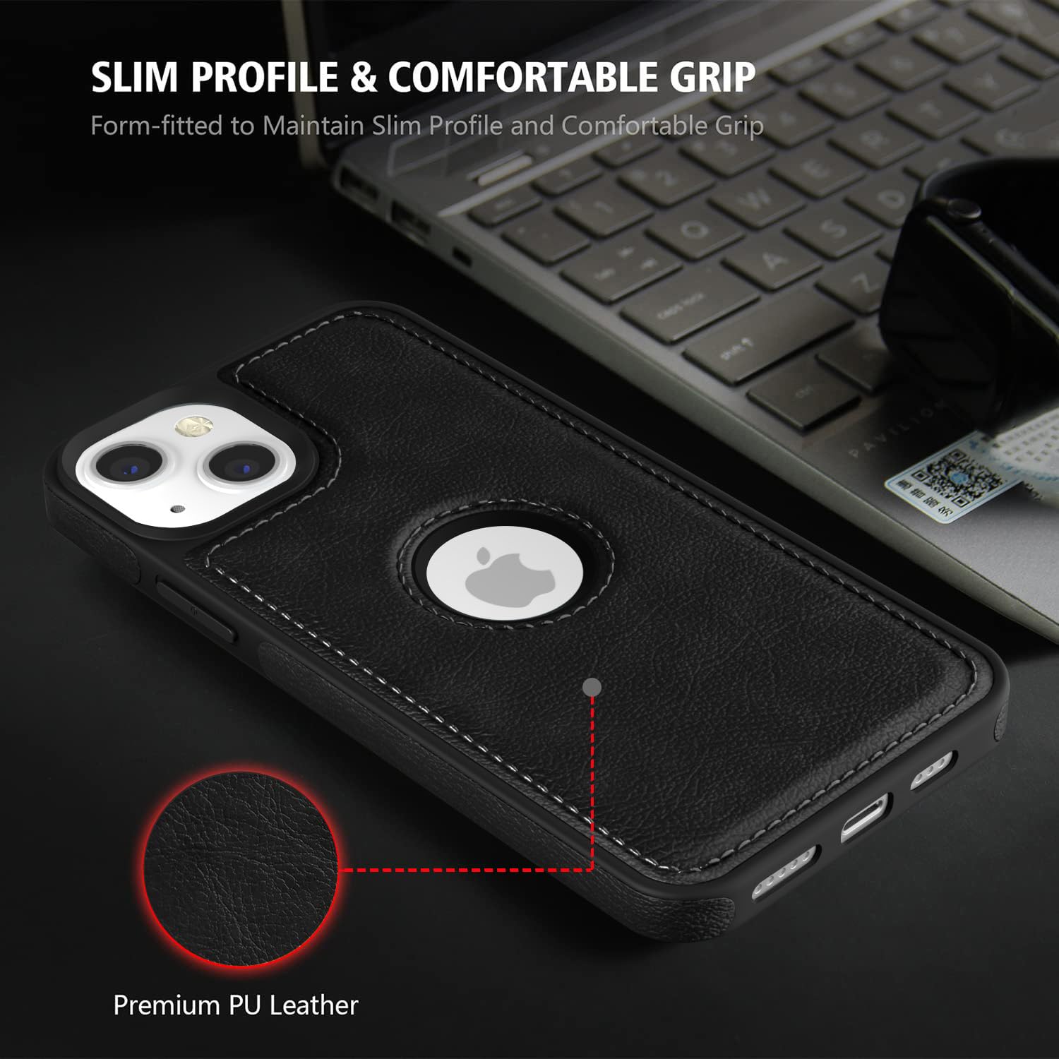 Pikkme iPhone 14 Flexible Pu Leather Back Case | Black