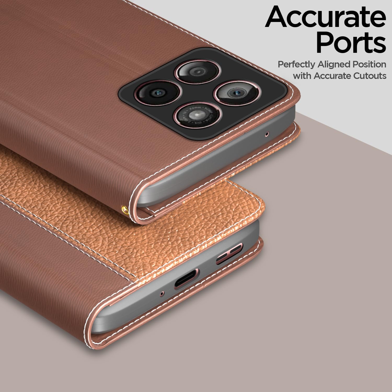 Pikkme Motorola Moto Edge 60 5G / Motorola Moto Edge 60 Fusion 5G Contrast Flip Cover (Tan)