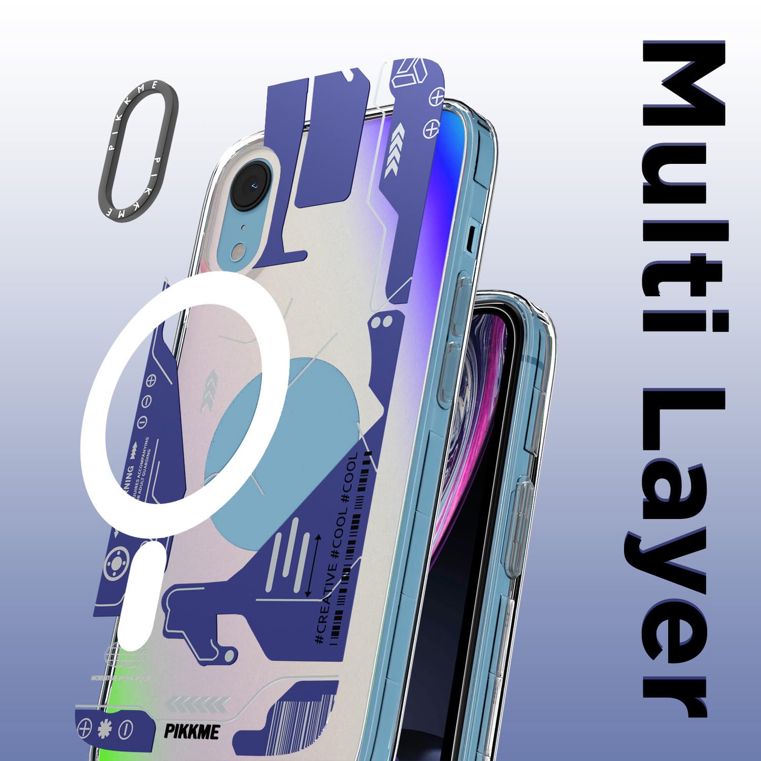 Pikkme iPhone XR Printmagsafe Back Cover (Blue)