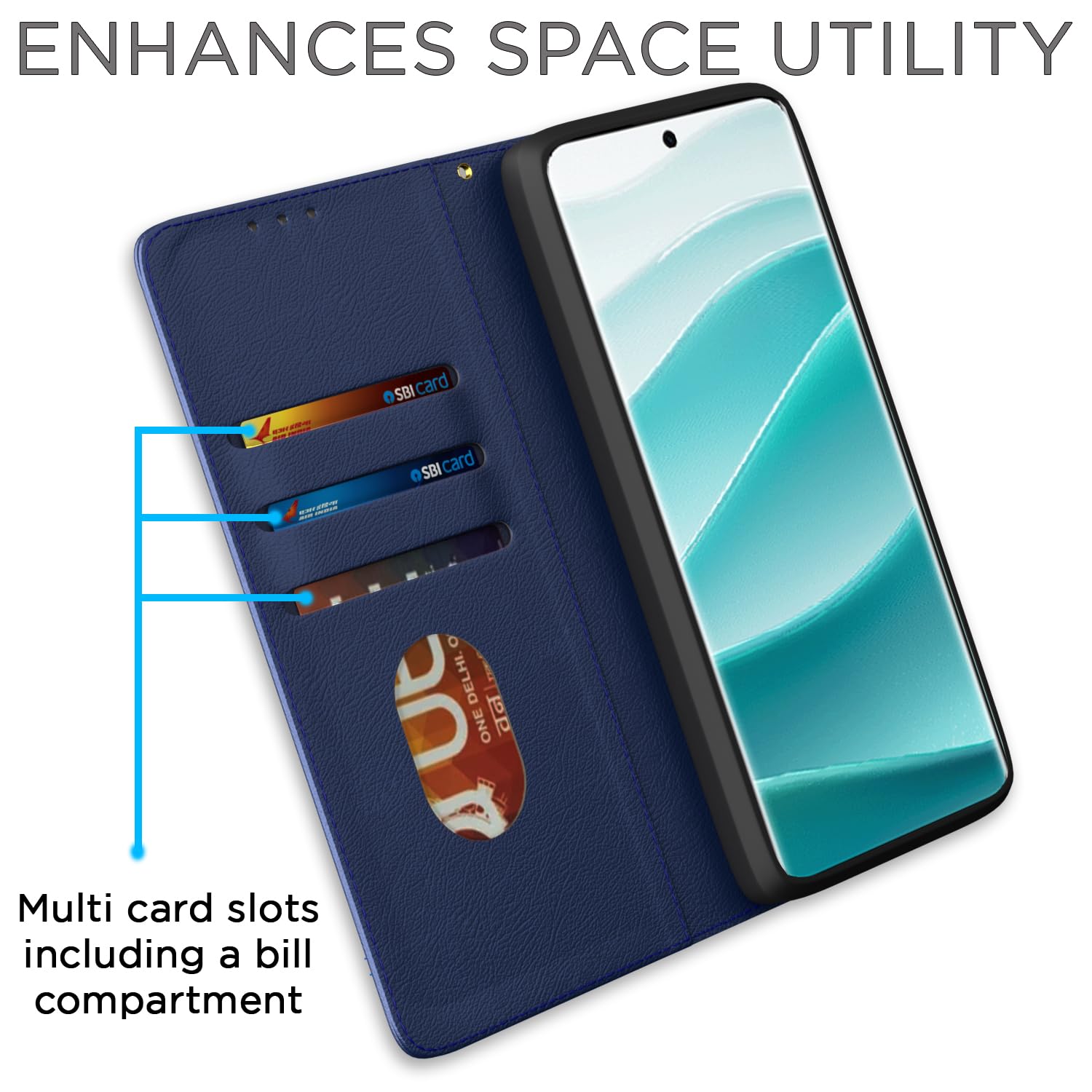 Redmi Note 14 Pro/Note 14 Pro Plus 5G mobile flip cover in blue by Pikkme – photo 3