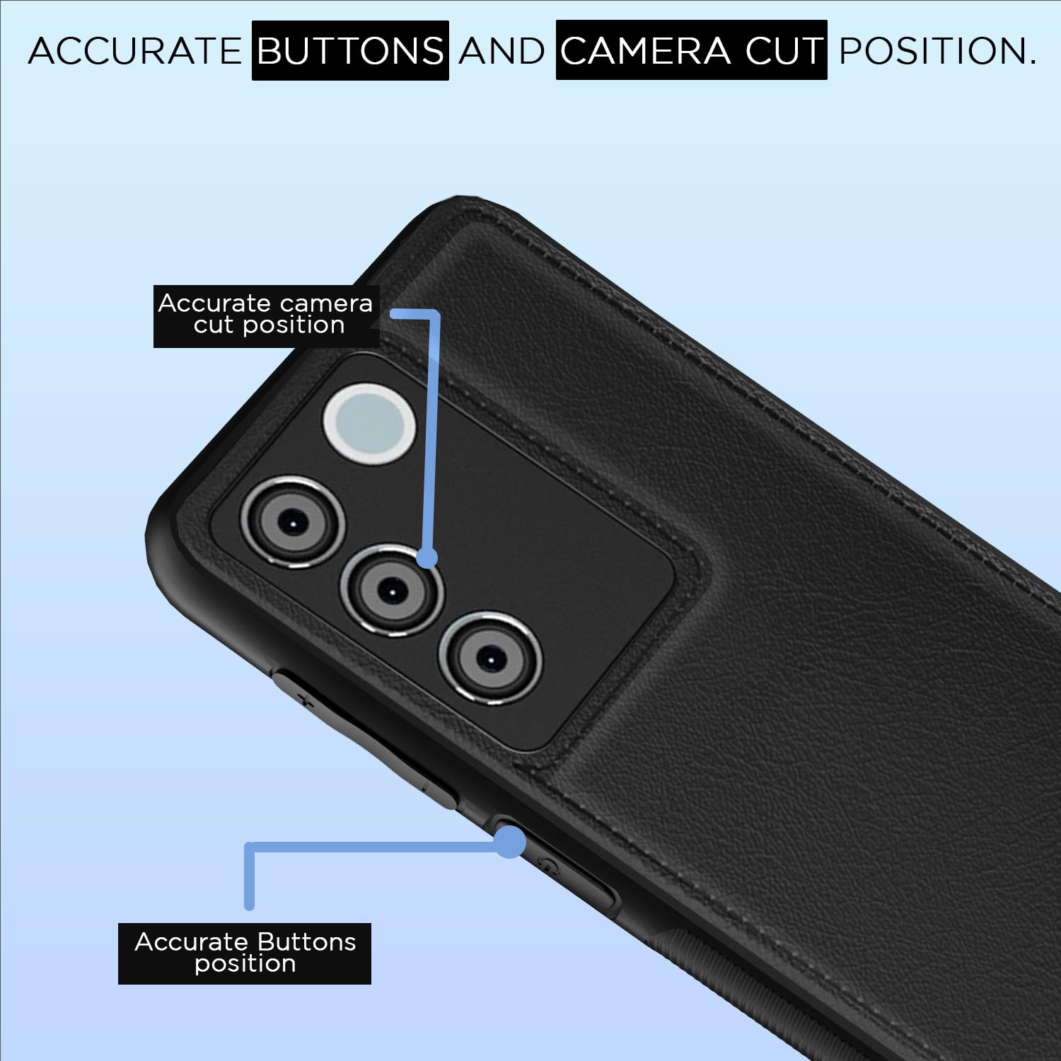 Pikkme Vivo V27 5G / V27 Pro 5G Leatherback Back Case | Black