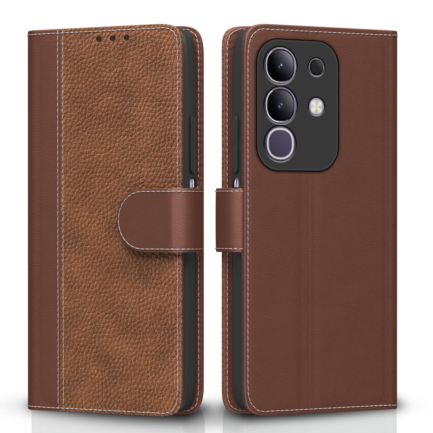 Pikkme tan Wallet wallet flip cover for Vivo T4x/iQOO Z10x/Y31 Pro 5G