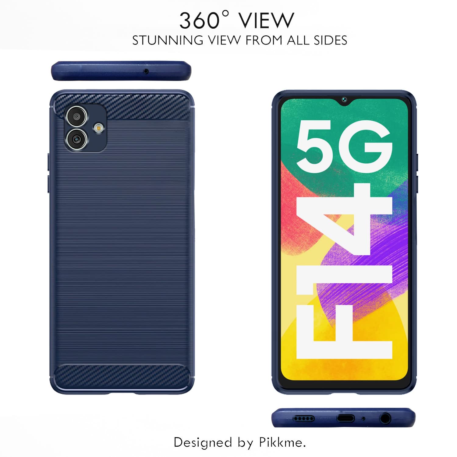 Pikkme Samsung Galaxy F14 5G Hybrid Carbon Fiber Back Cover | Blue