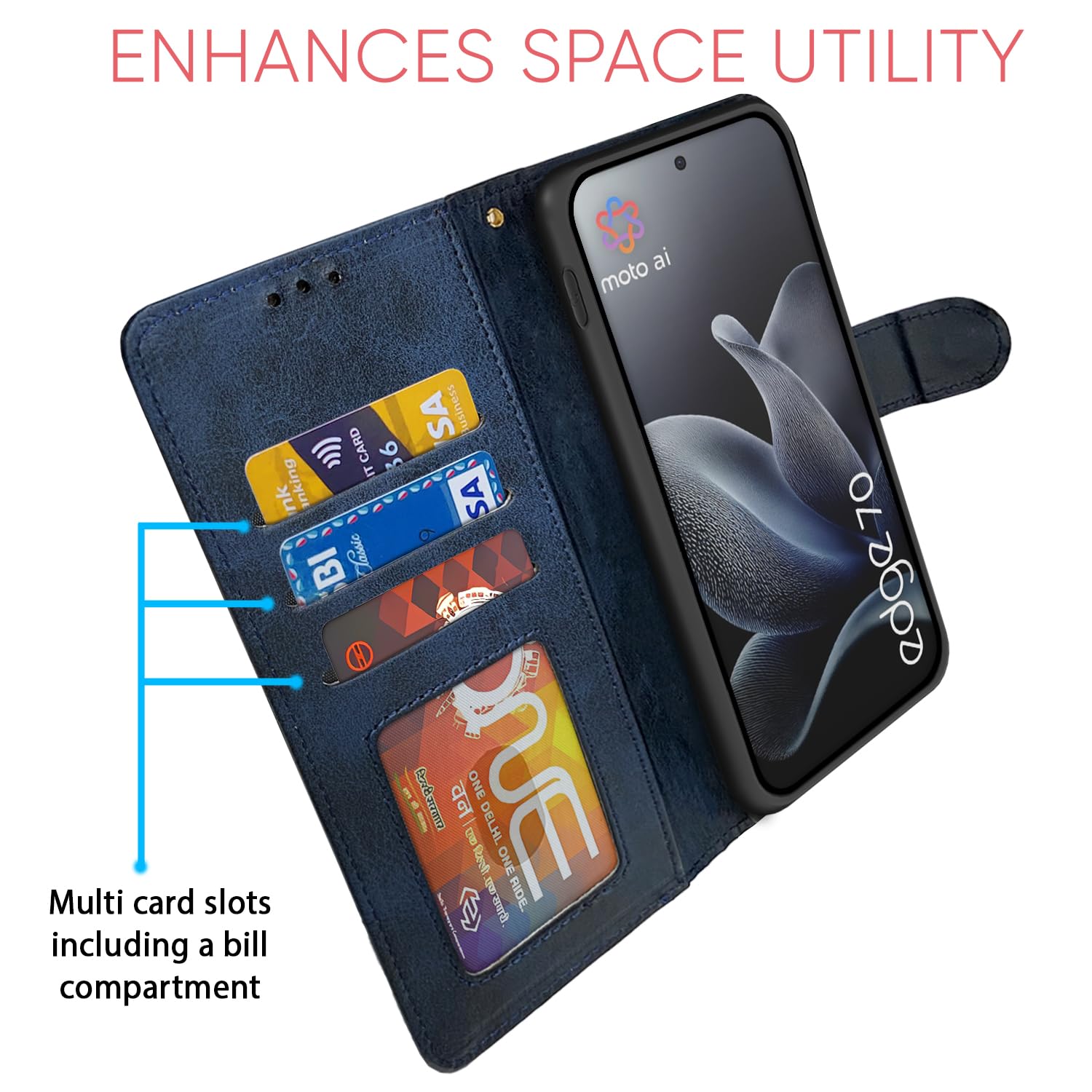 Pikkme Moto Edge 70 5G Magnetic navy & light blue mobile flip cover – photo 5