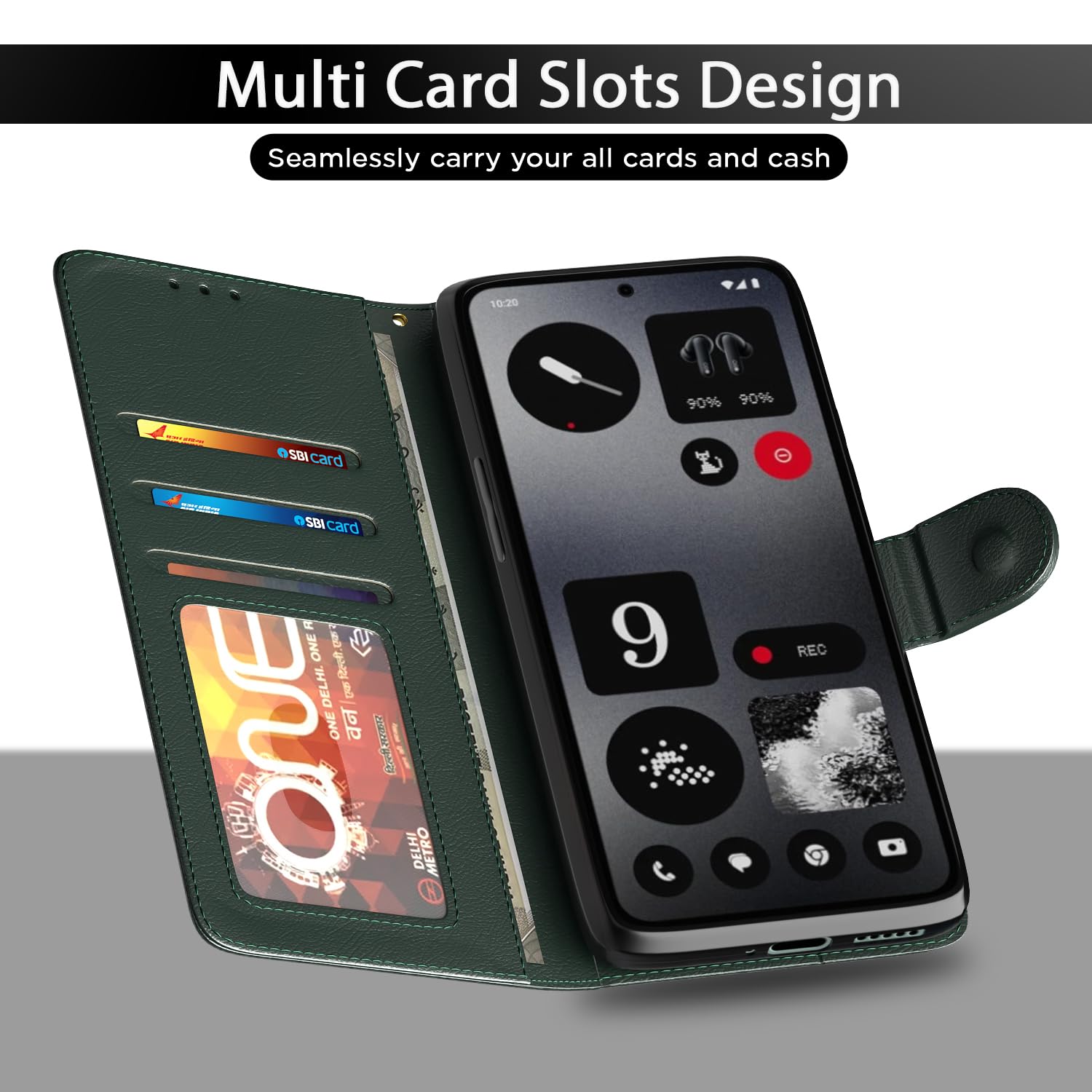 Pikkme green wallet flip cover for CMF Phone 1 – photo 5