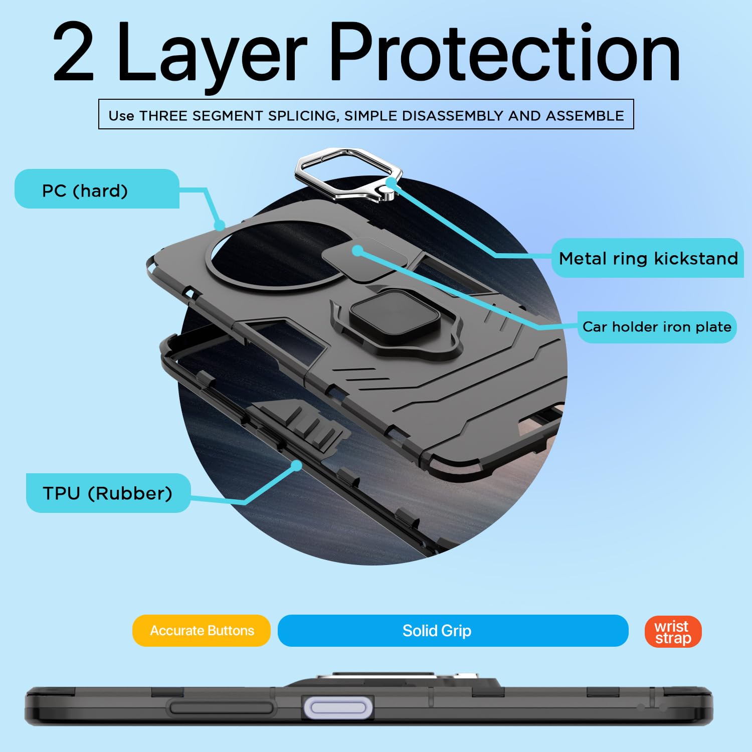 Realme Narzo 70x 5G/N65/13/12/12X 5G/C65 Tough Armor phone cover in black by Pikkme – photo 2