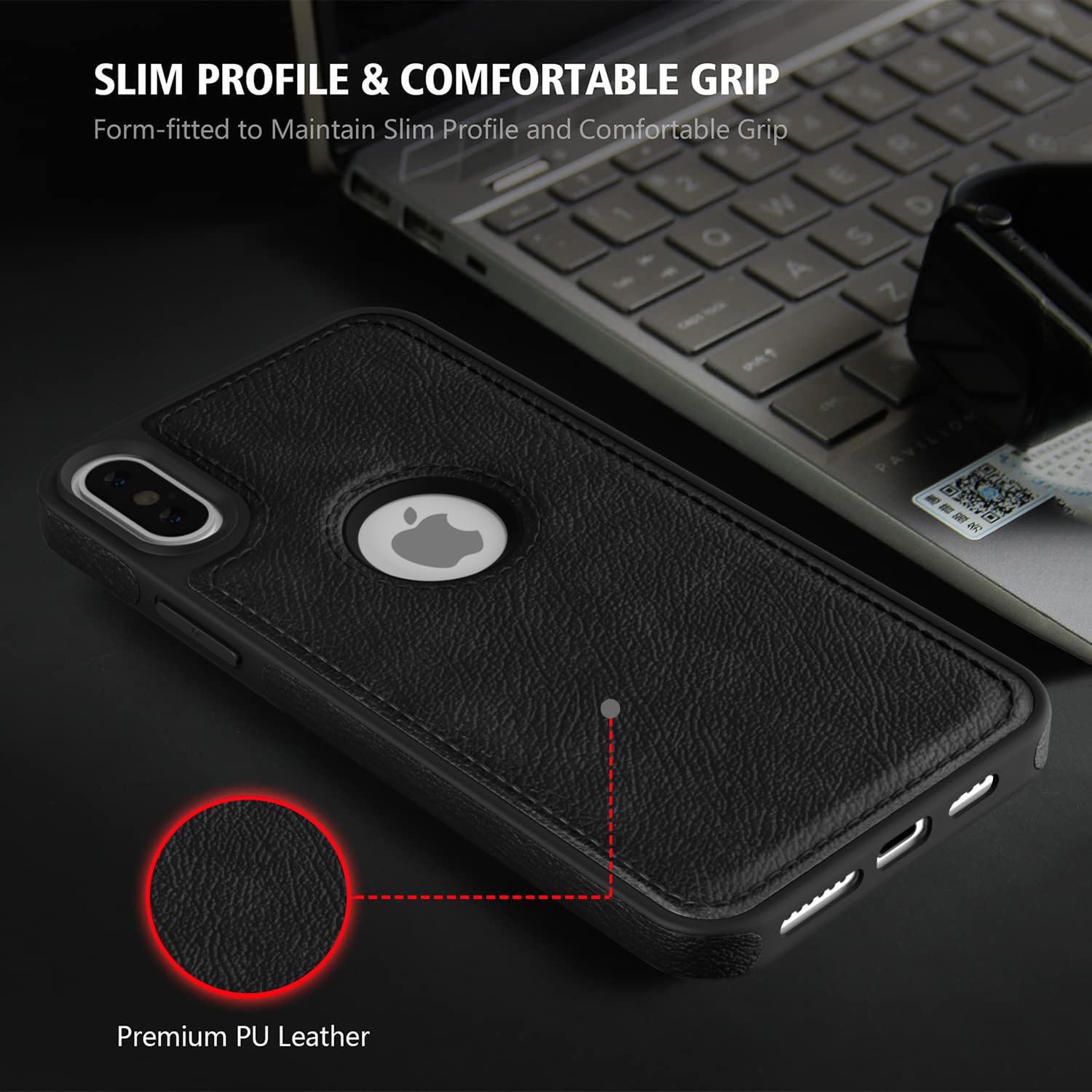 Pikkme iPhone Xs Max Flexible Pu Leather Back Cover | Black