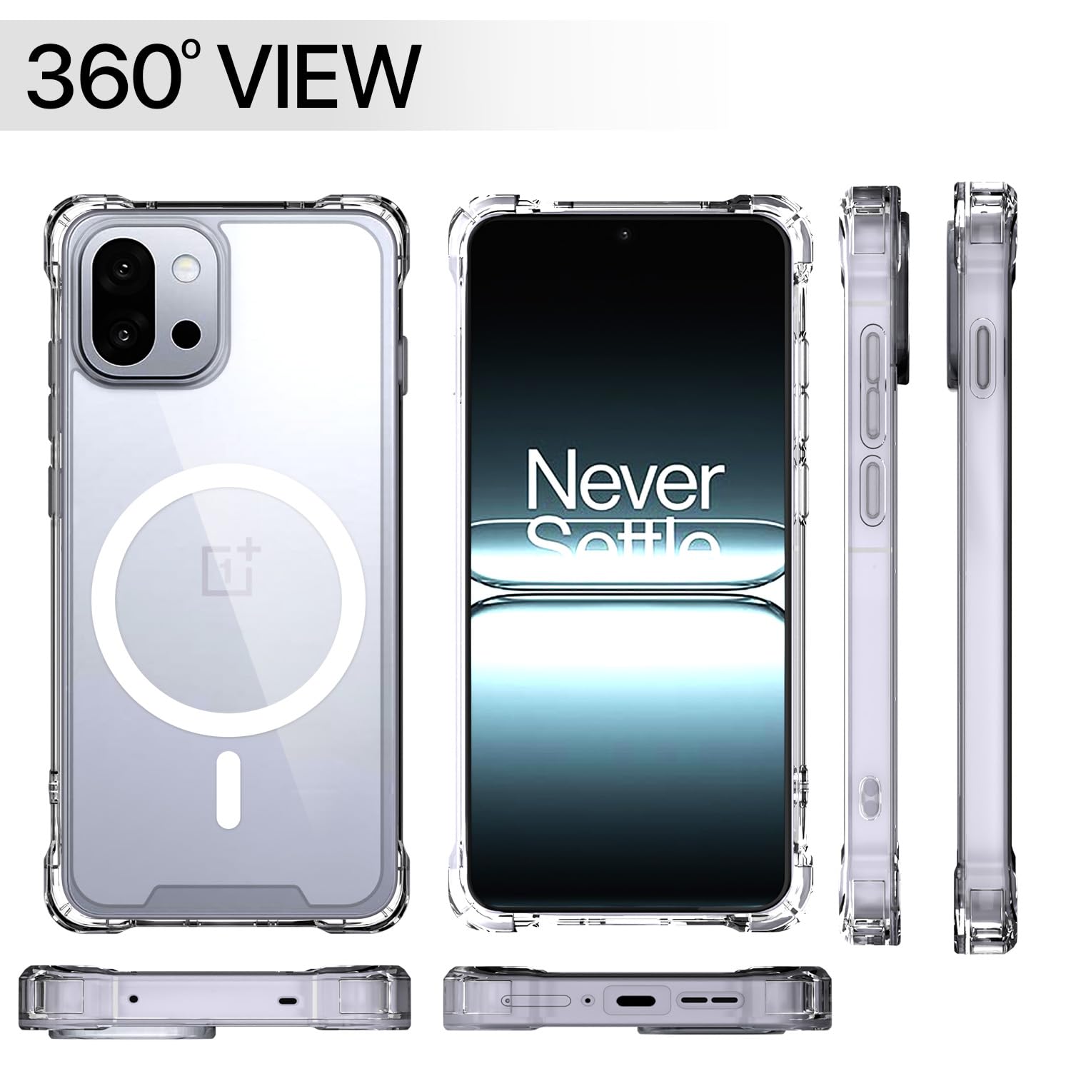 Pikkme OnePlus 13s 5G Mag-Safe Shockproof PC + TPU Back Cover (Transparent)