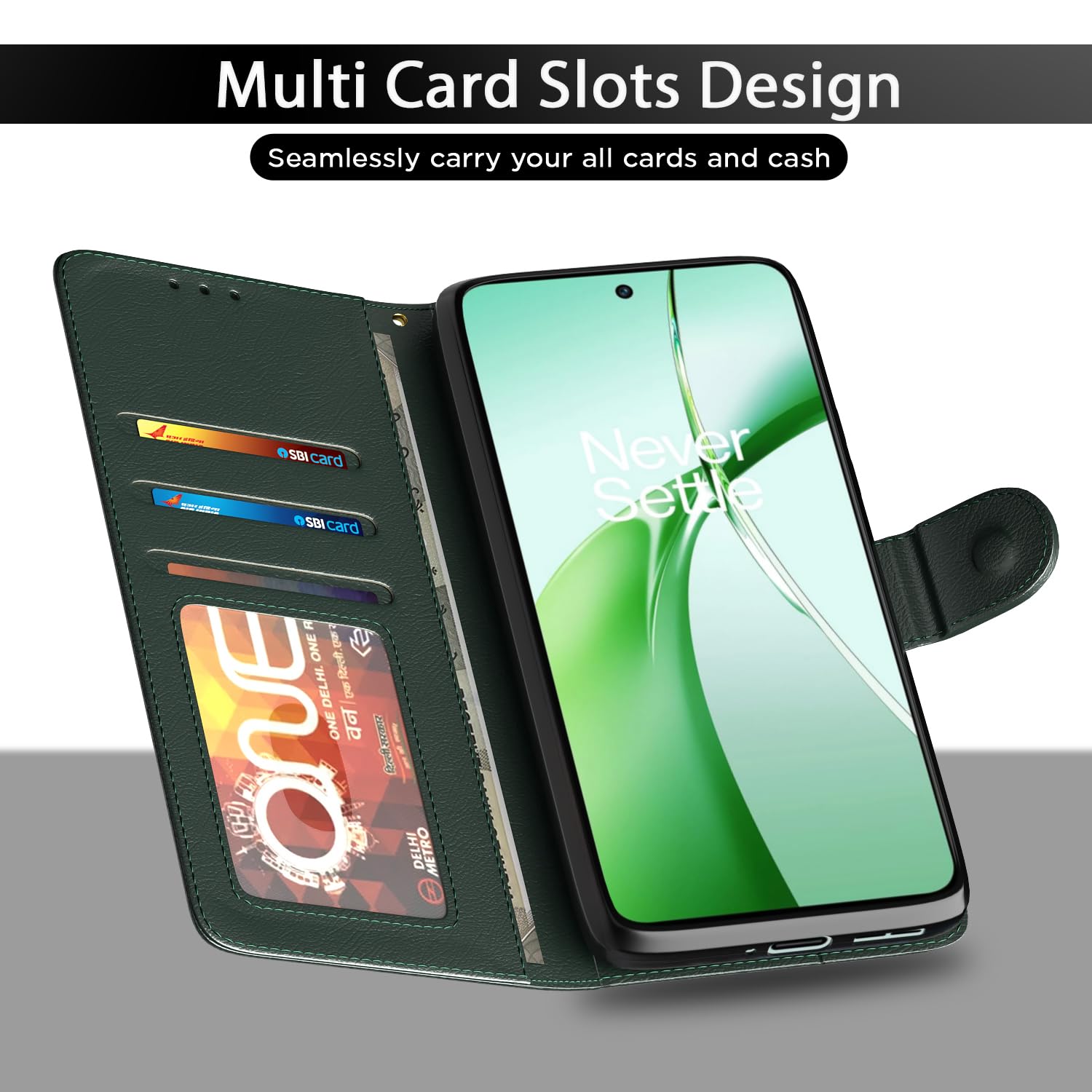 Pikkme OnePlus Nord CE 4 5G green mobile flip cover – photo 5