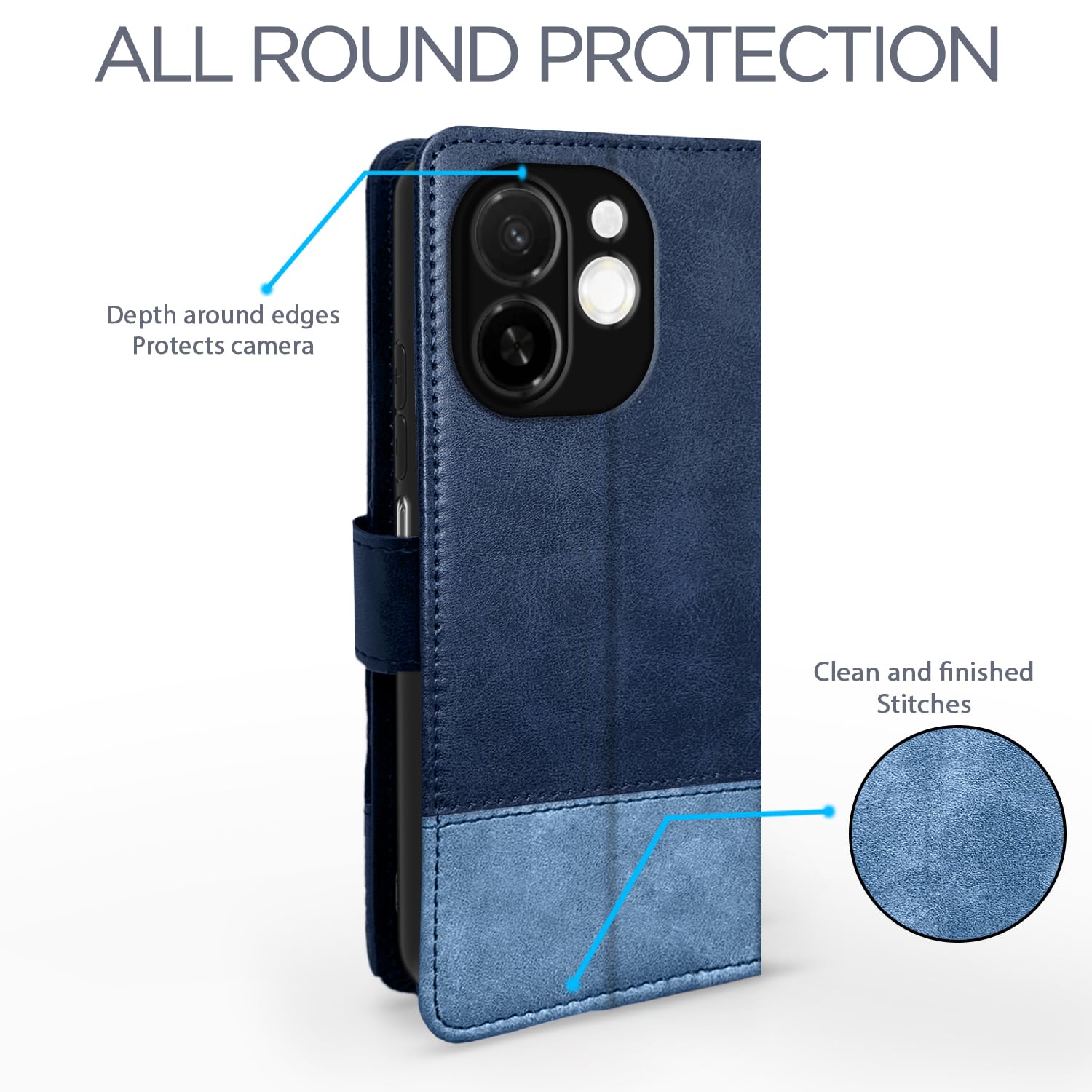 Pikkme navy & light blue flip cover for Tecno Spark 30C 5G – photo 4