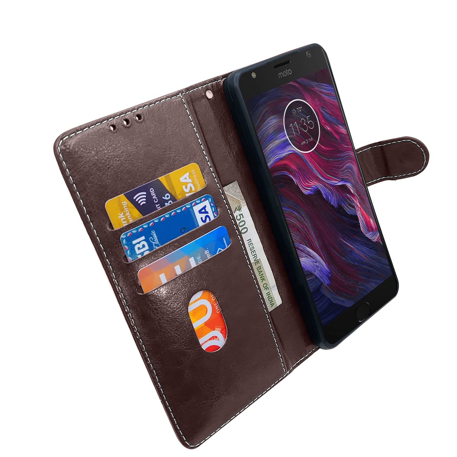 Pikkme coffee & brown mobile flip cover for Moto X4 – photo 4