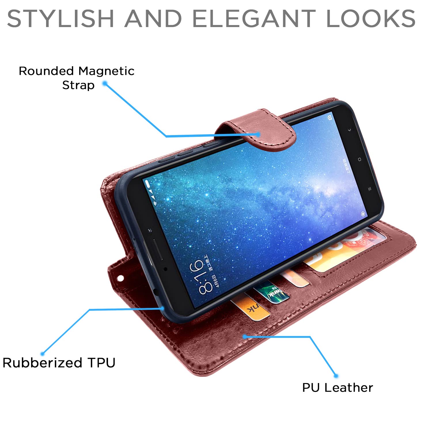 Pikkme Mi Max 2 brown wallet flip cover – photo 5
