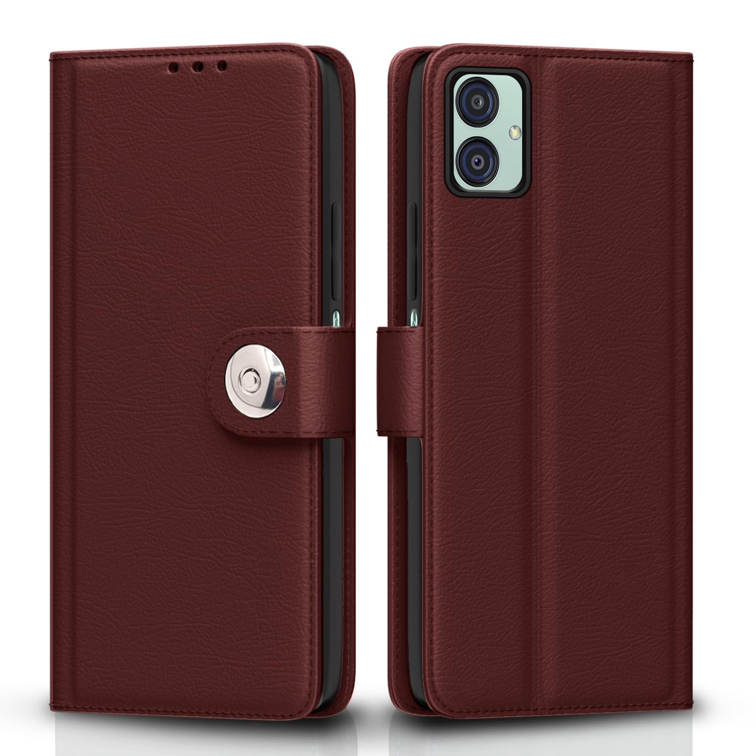 Samsung M04/F04/A04e Button mobile flip cover in brown by Pikkme