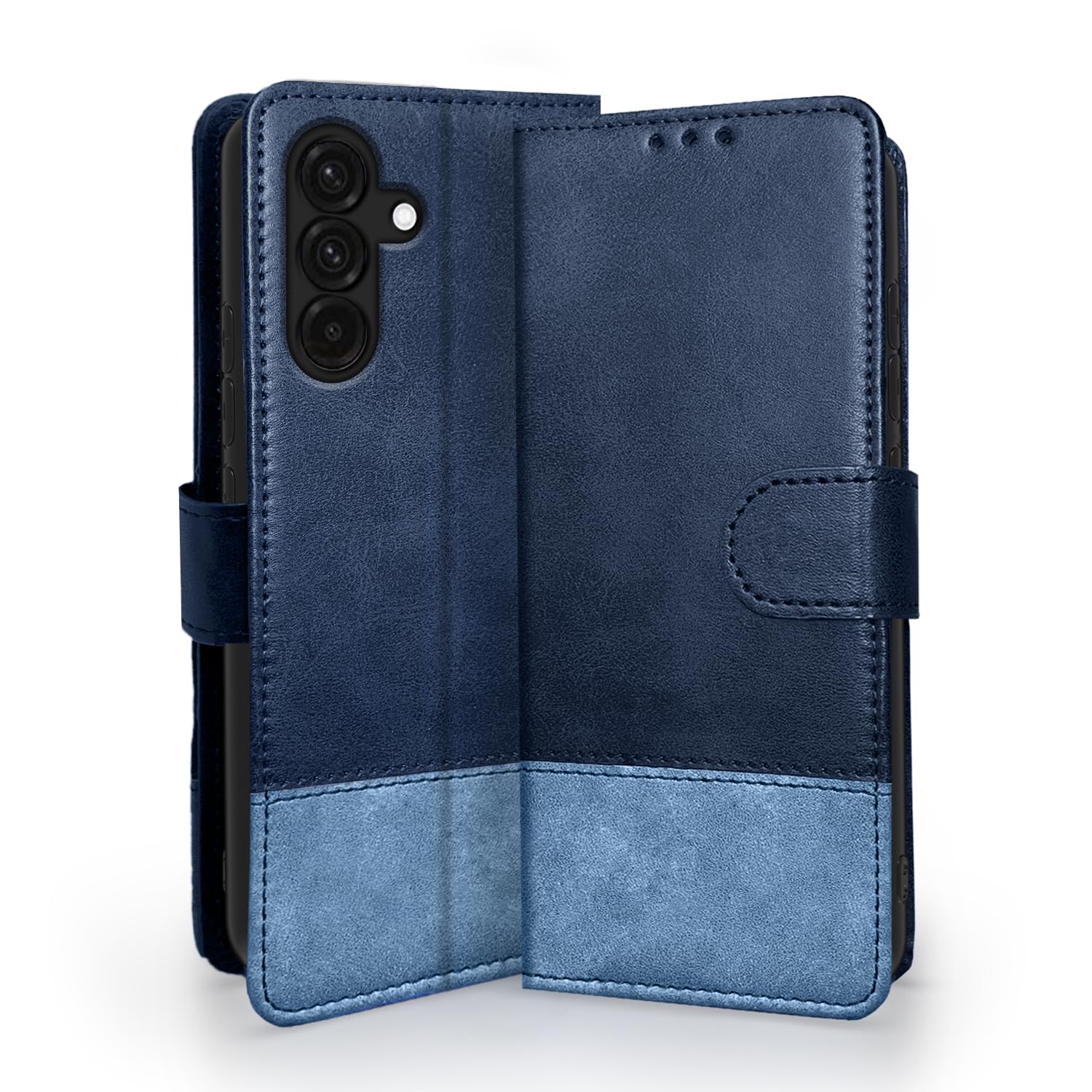 Navy & light blue Magnetic wallet flip cover for Samsung A56 5G – Pikkme